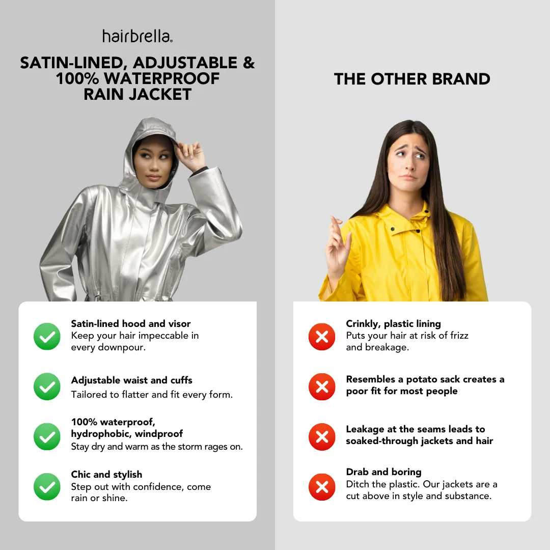 Hairbrella Satin-Lined, Waterproof Rain Jacket