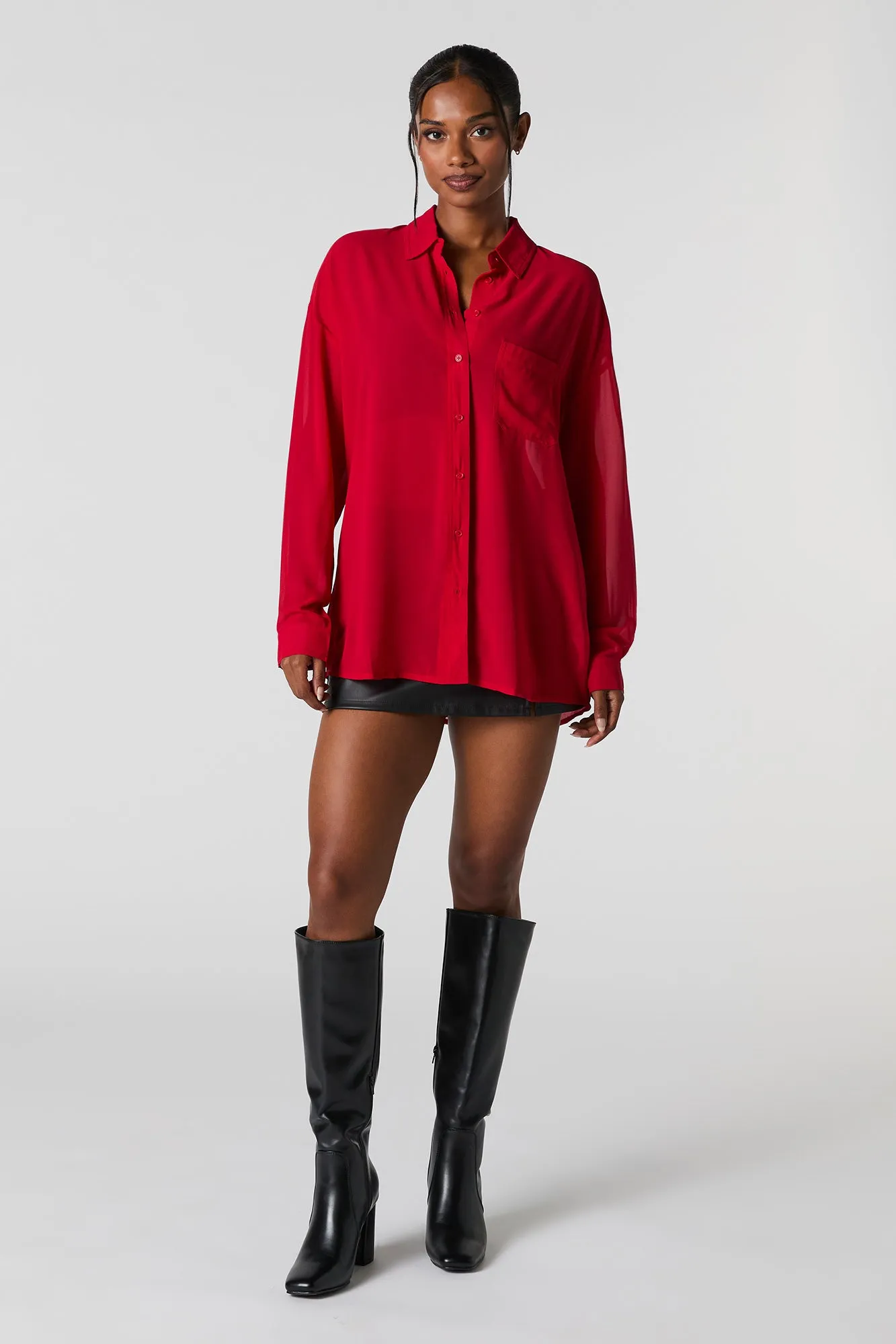 Haut boutonné surdimensionné en chiffon