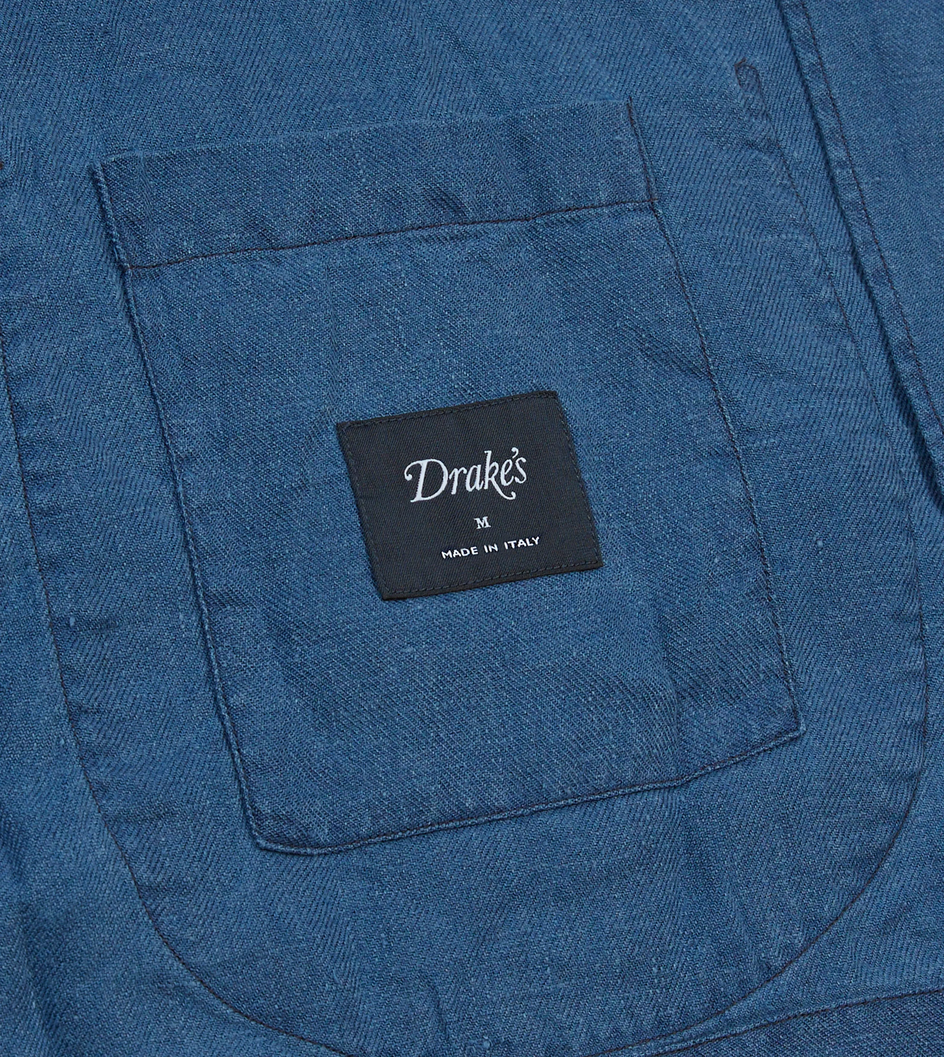 Indigo Linen Short Sleeve Safari Shirt