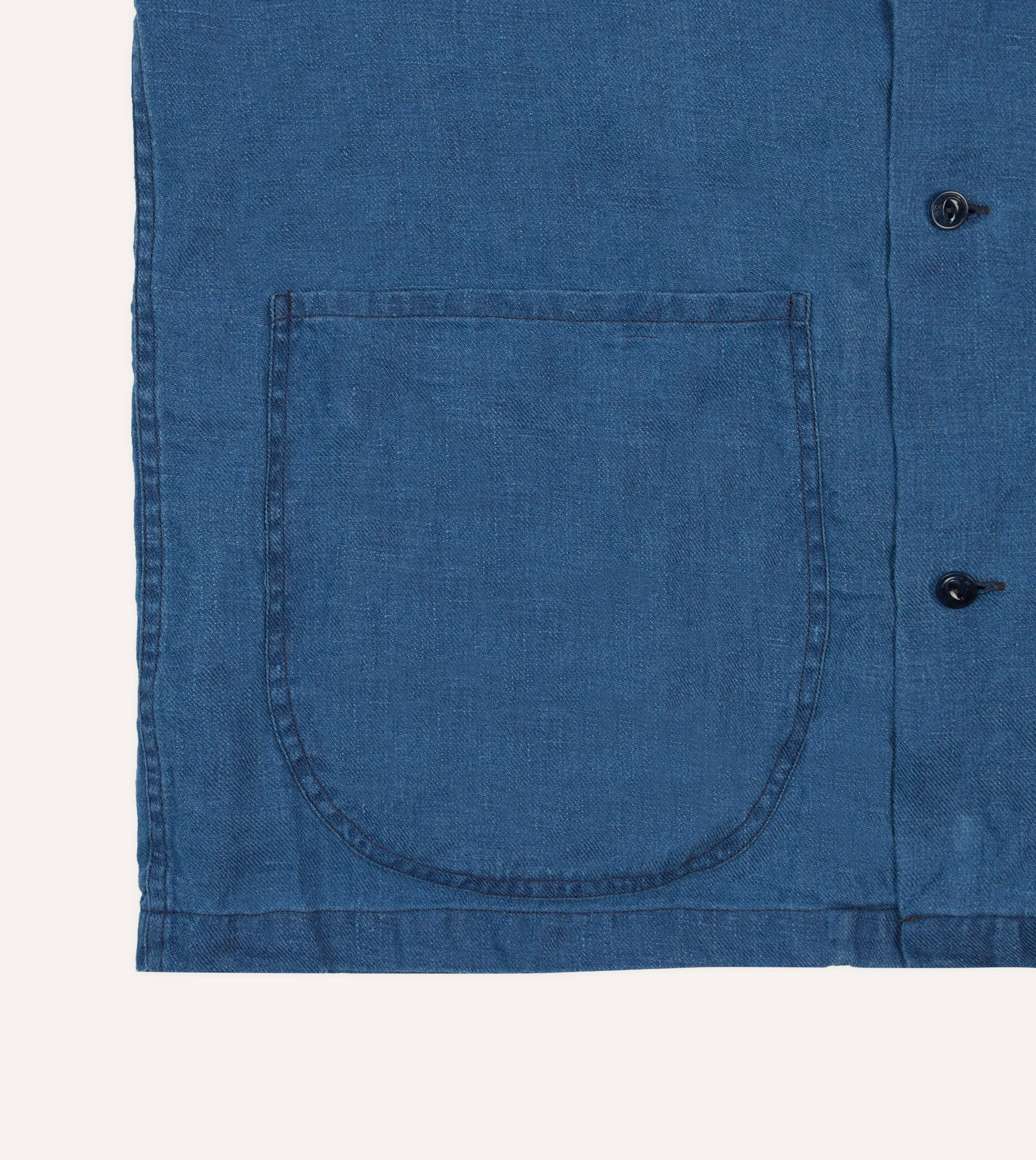 Indigo Linen Short Sleeve Safari Shirt