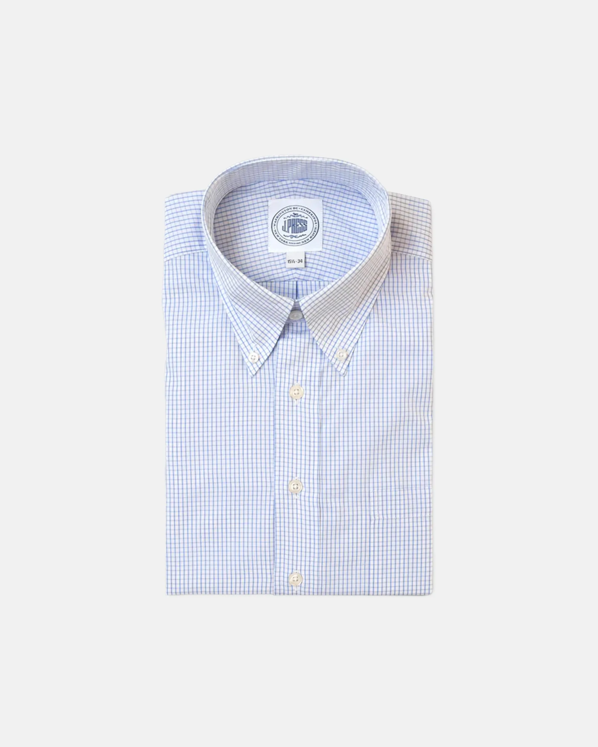 LIGHT BLUE TATTERSALL DRESS SHIRT