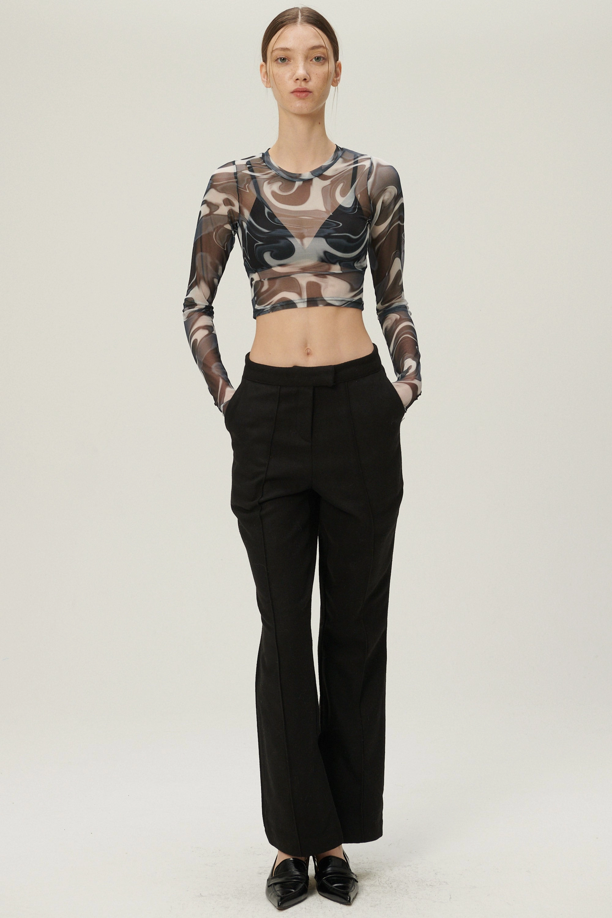 Luci Marble Mesh Top w/Thumbhole