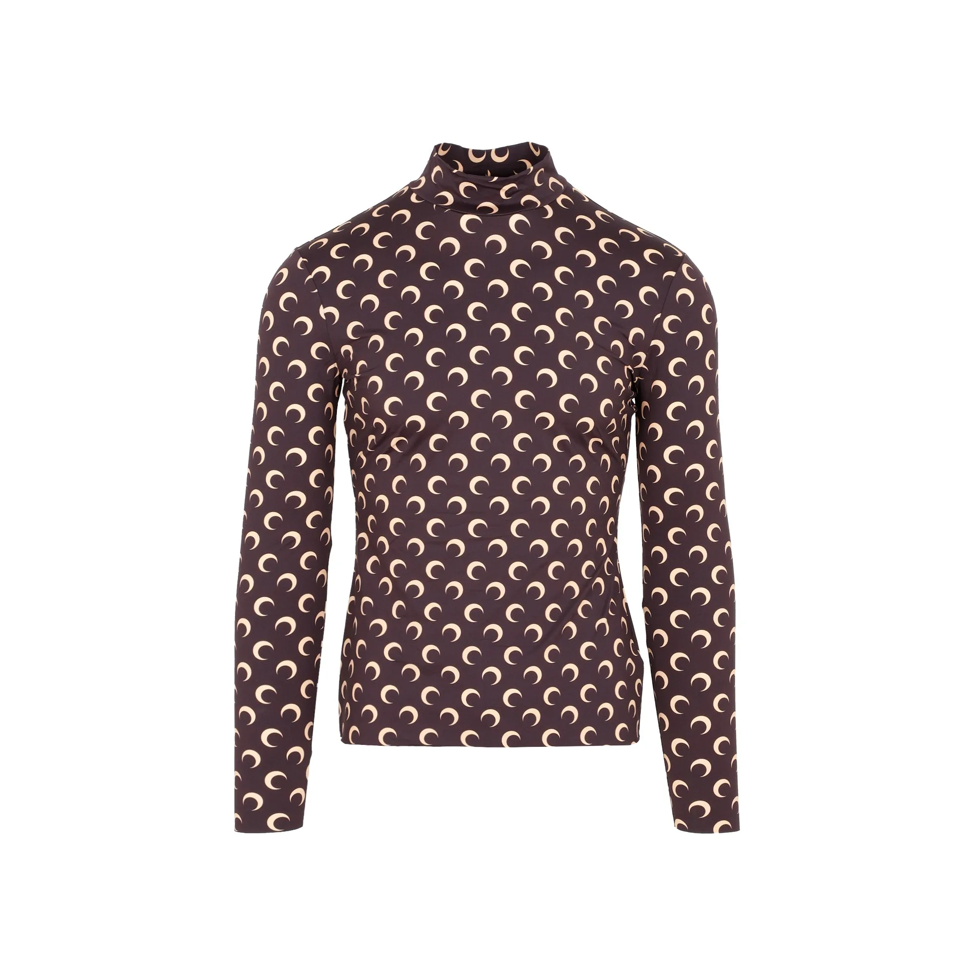 Marine Serre Crescent Moon-Printed Mockneck T-Shirt