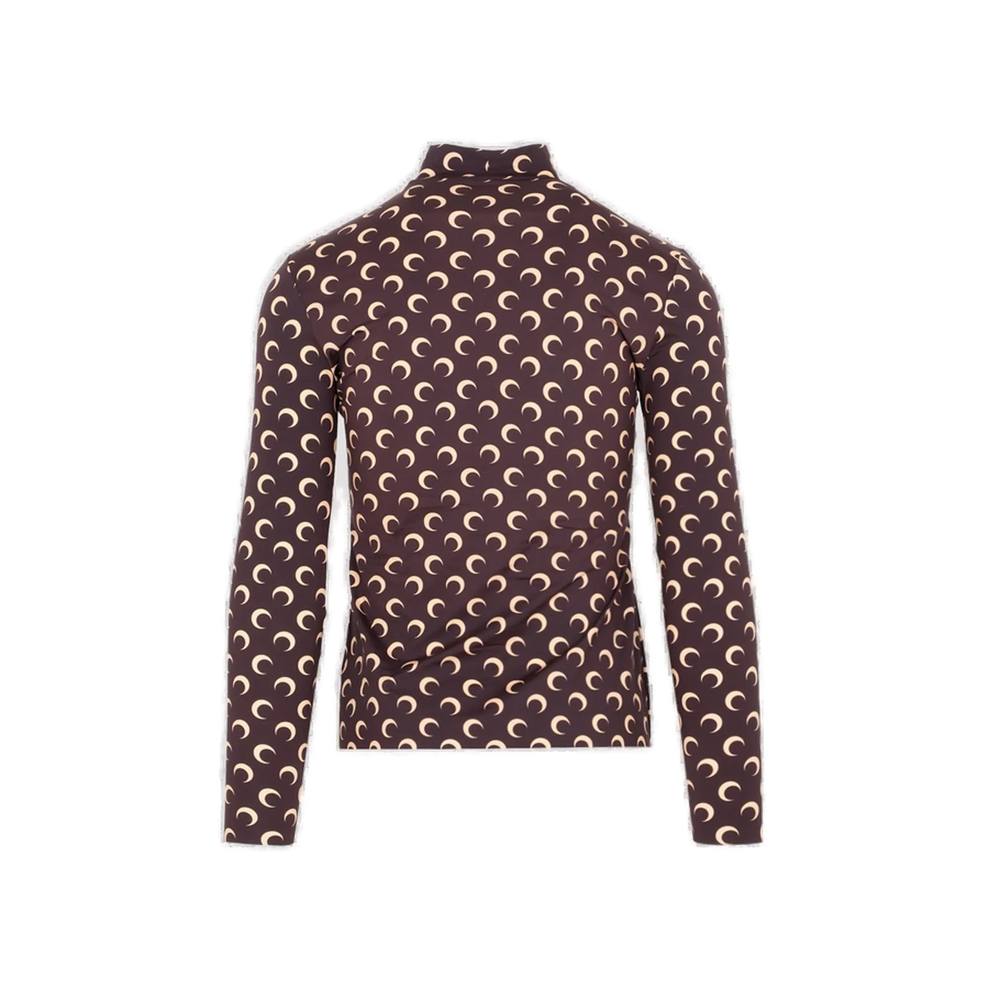 Marine Serre Crescent Moon-Printed Mockneck T-Shirt
