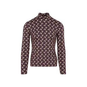 Marine Serre Crescent Moon-Printed Mockneck T-Shirt