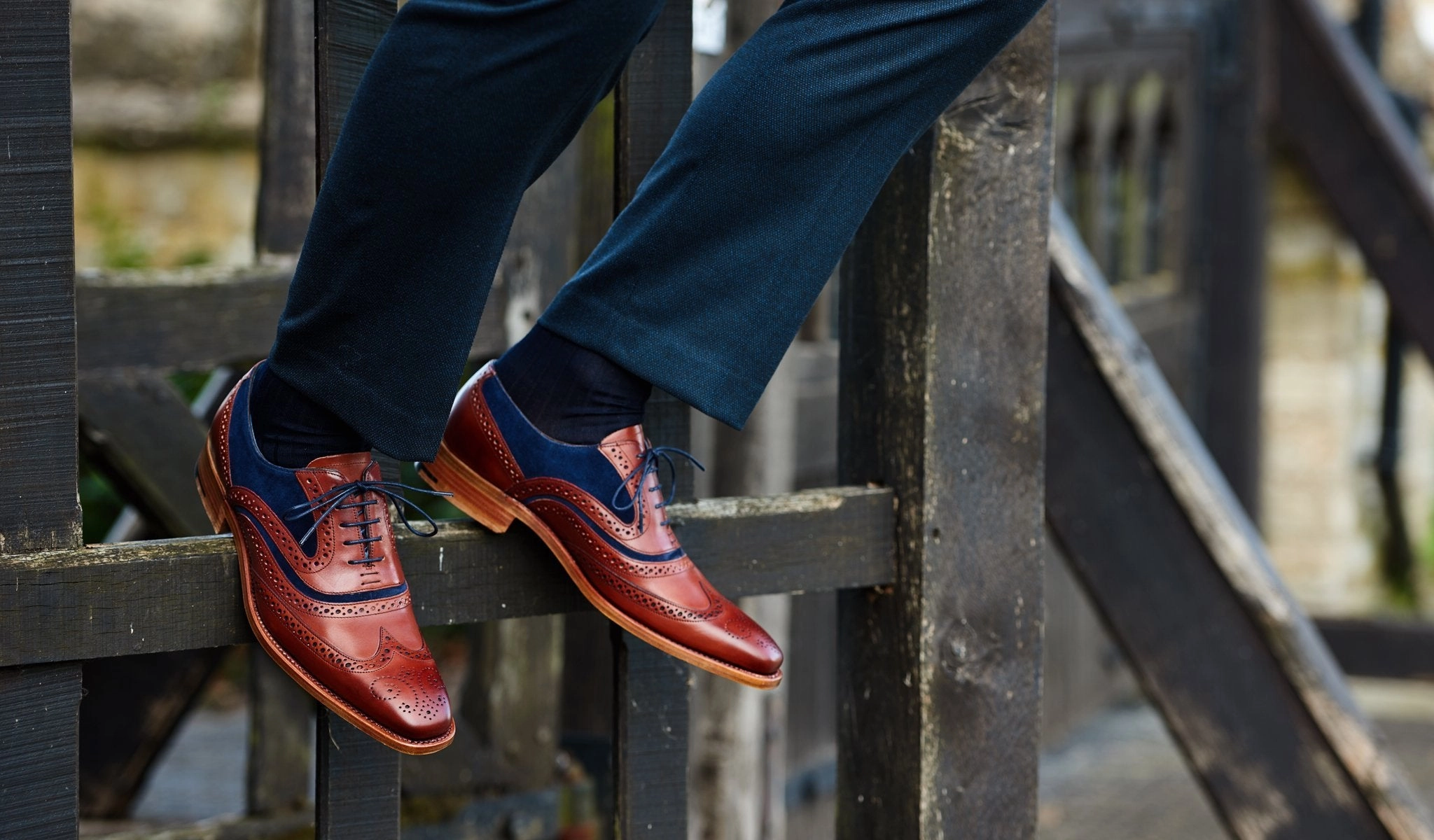 Mcclean - Red Hand Painted / Navy Suede