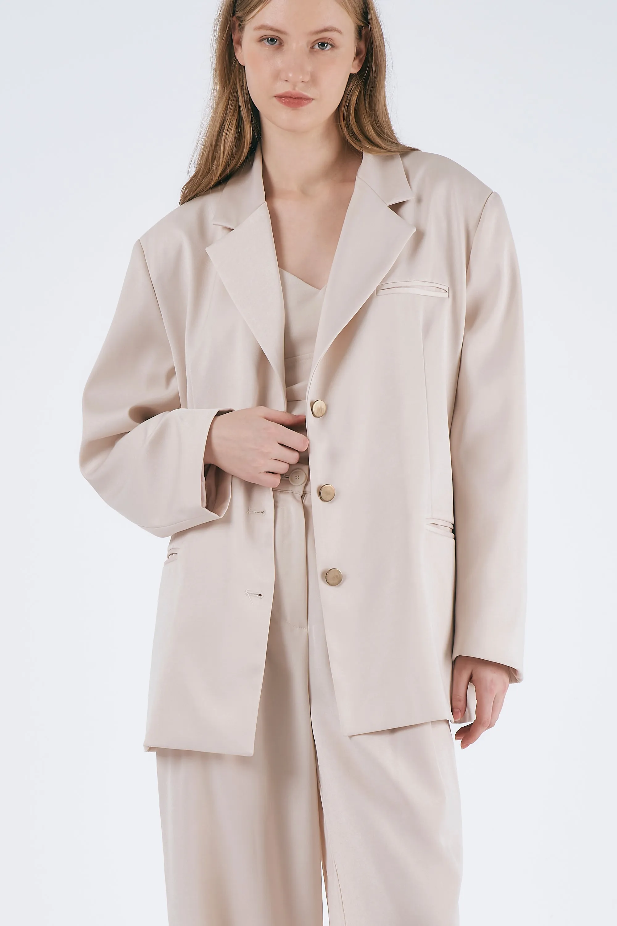 Mia Oversized Satin Blazer