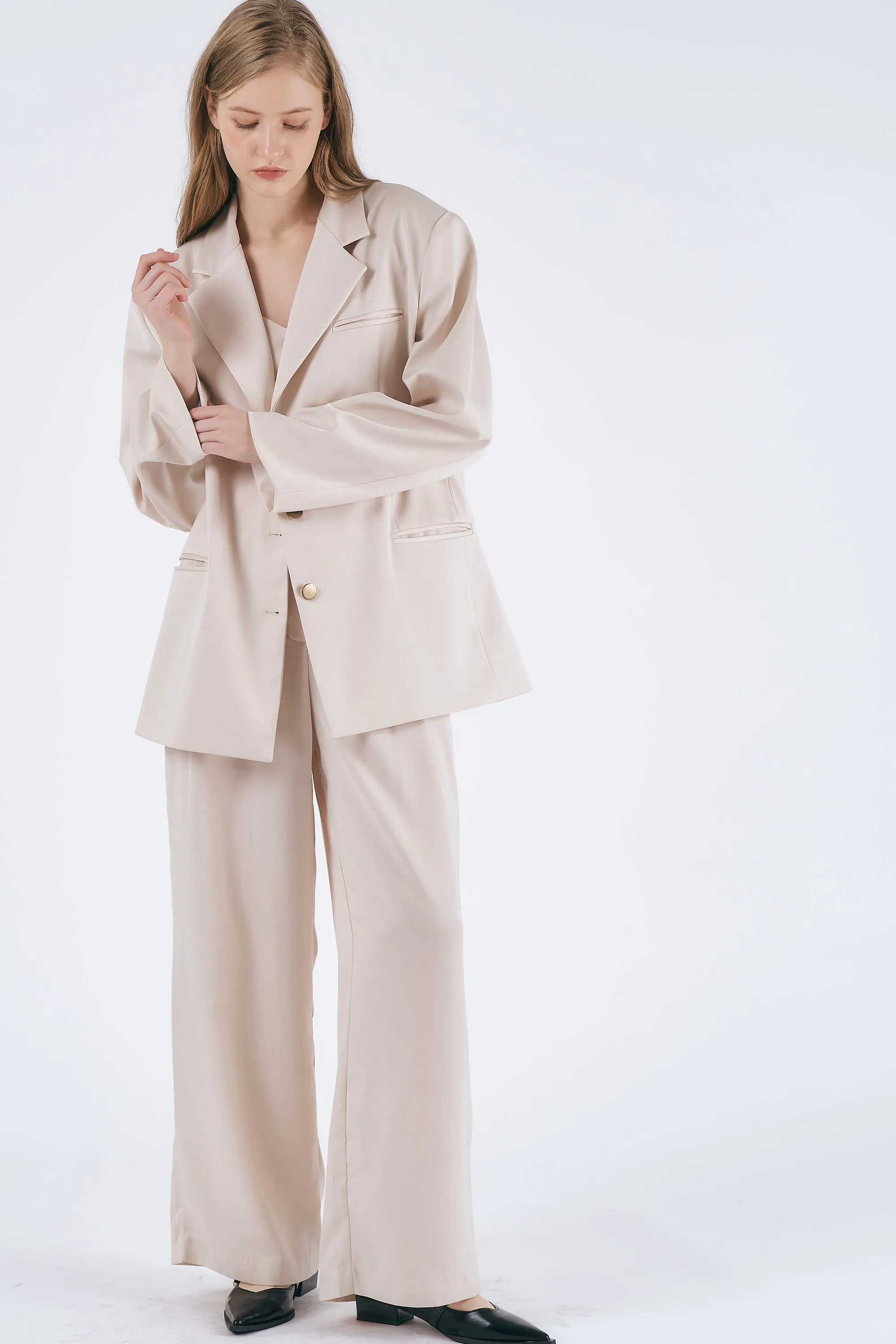Mia Oversized Satin Blazer
