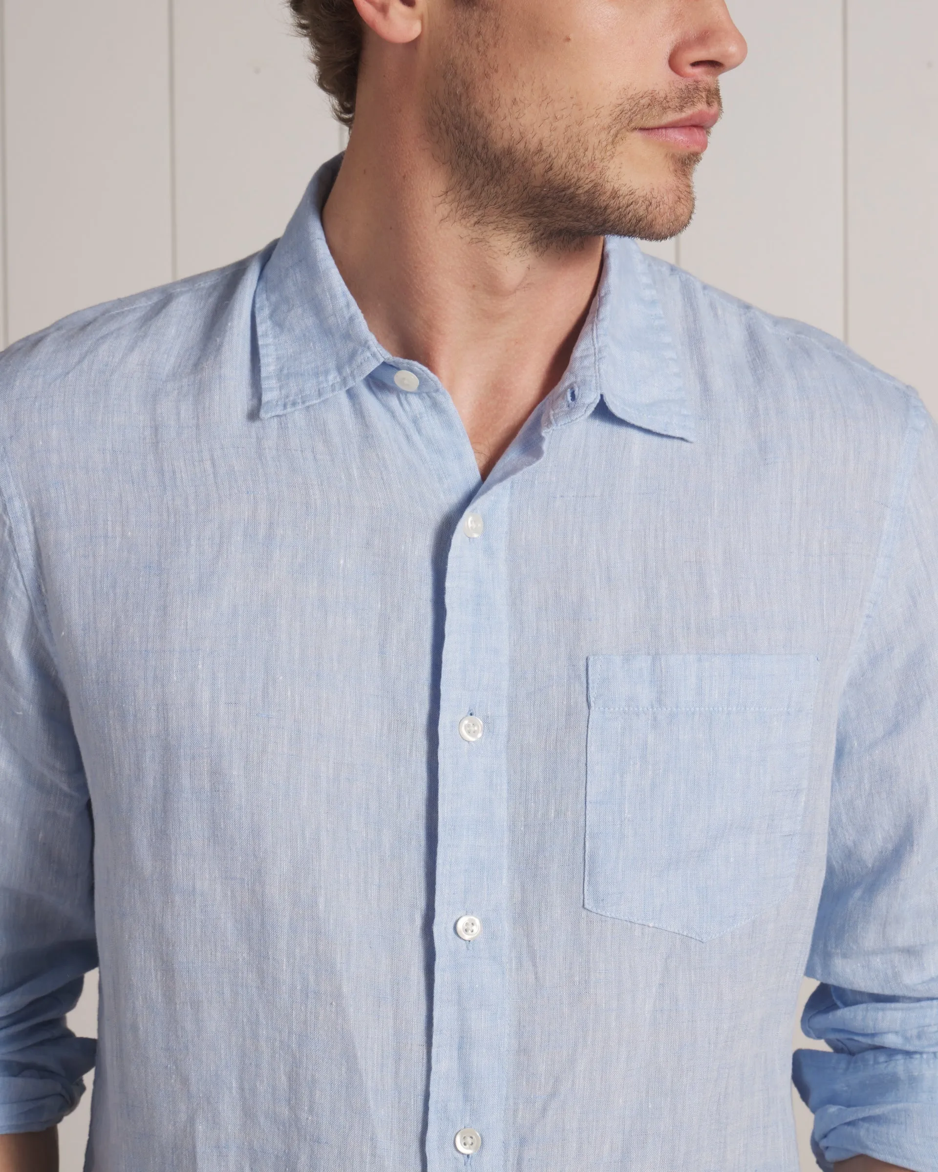 Nantucket Yarn Dyed Linen Shirt - Light Blue