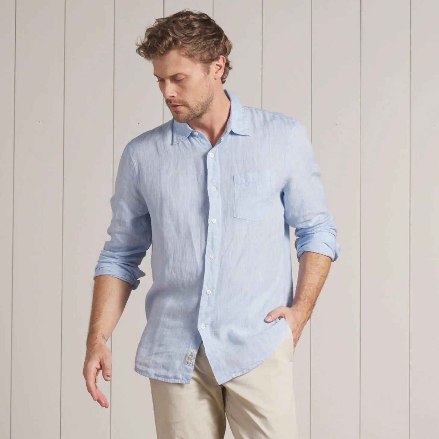 Nantucket Yarn Dyed Linen Shirt - Light Blue