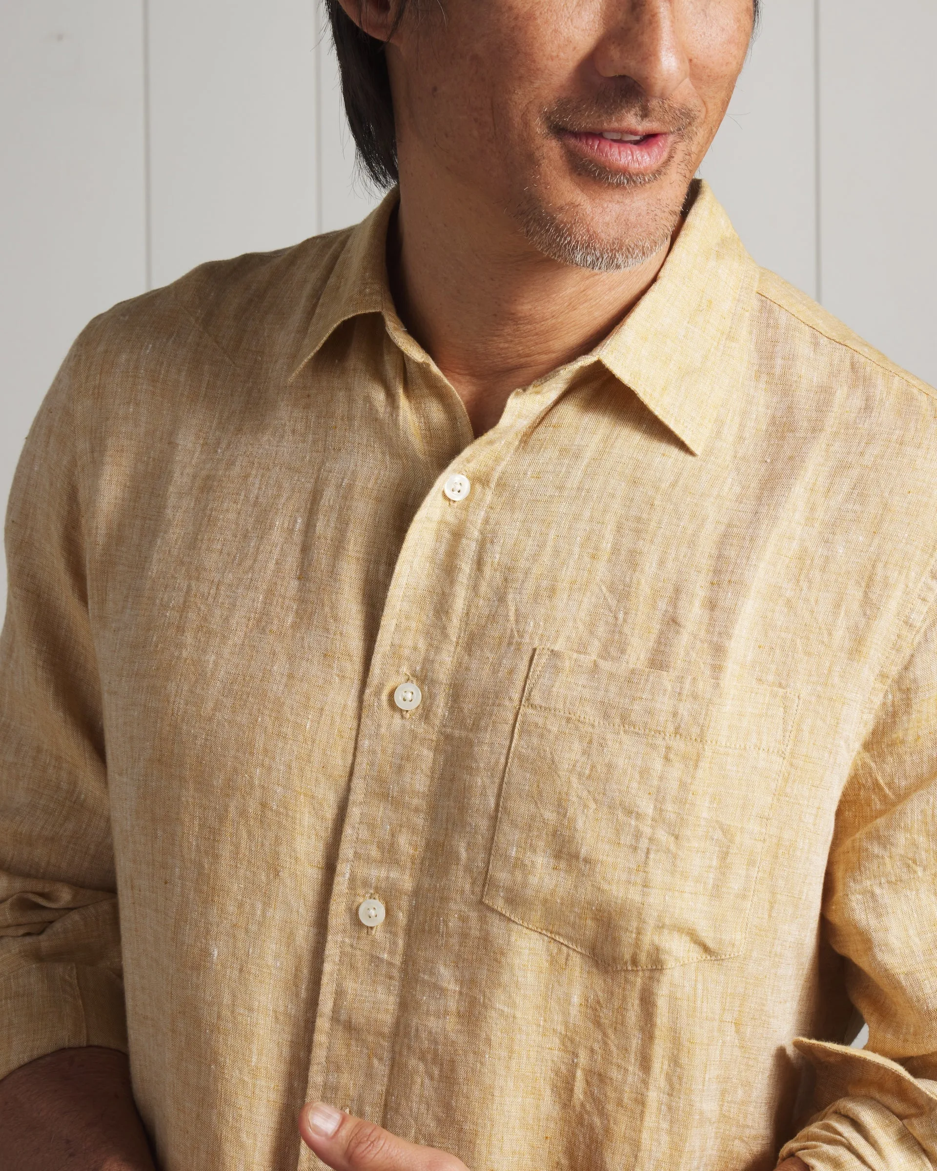 Nantucket Yarn Dyed Linen Shirt - Mustard