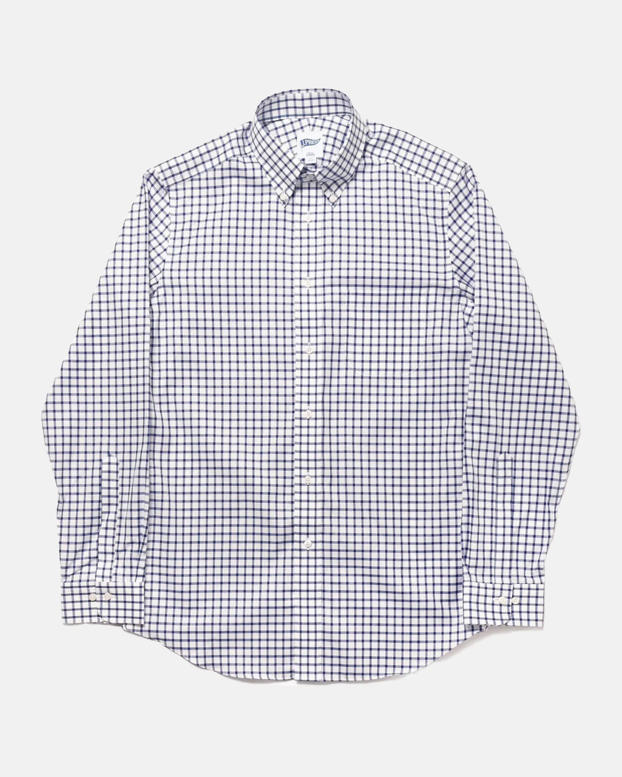 NAVY LARGE TATTERSALL BUTTON DOWN SHIRT - TRIM FIT