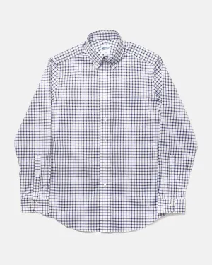NAVY LARGE TATTERSALL BUTTON DOWN SHIRT - TRIM FIT