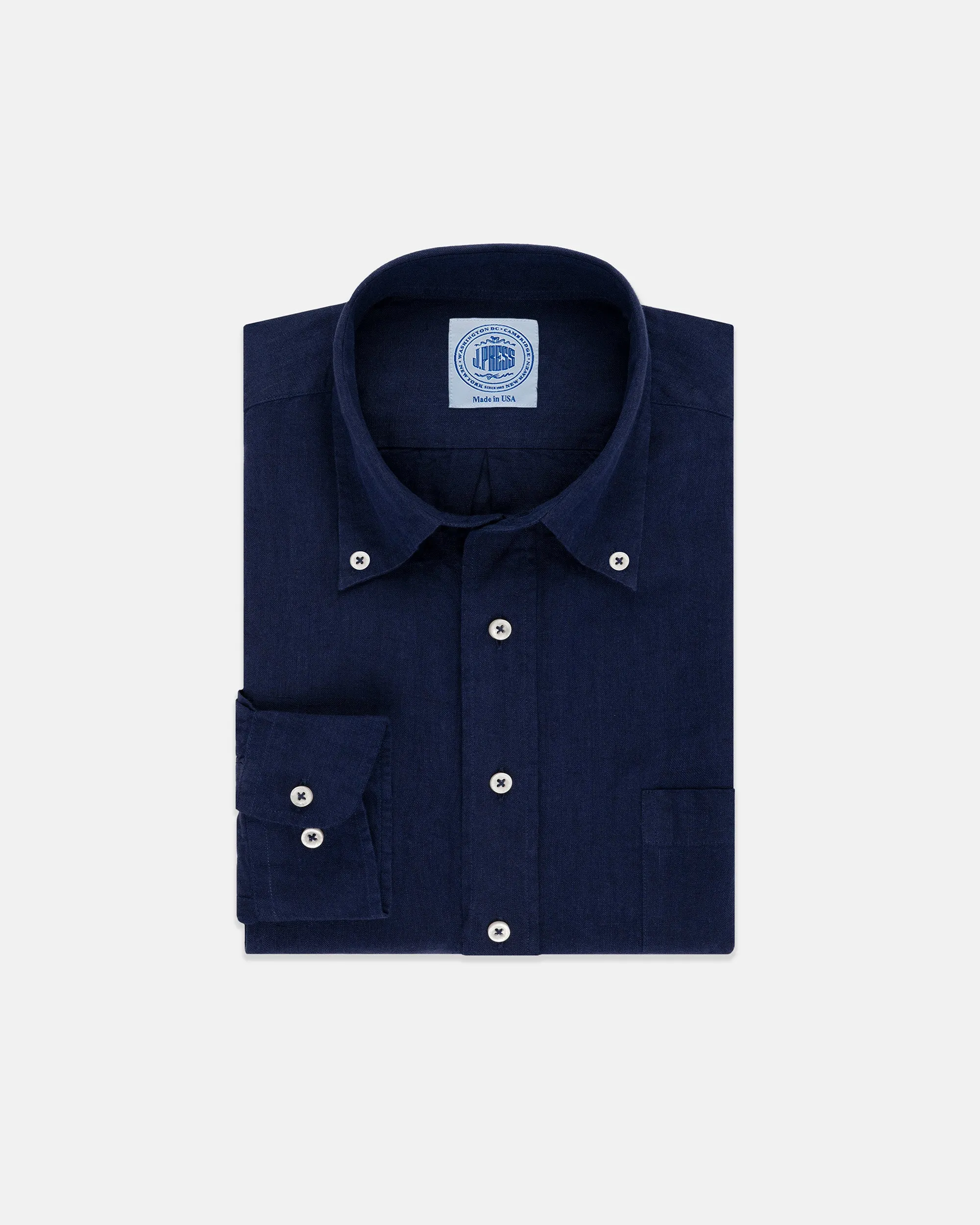NAVY SOLID LINEN SHIRT