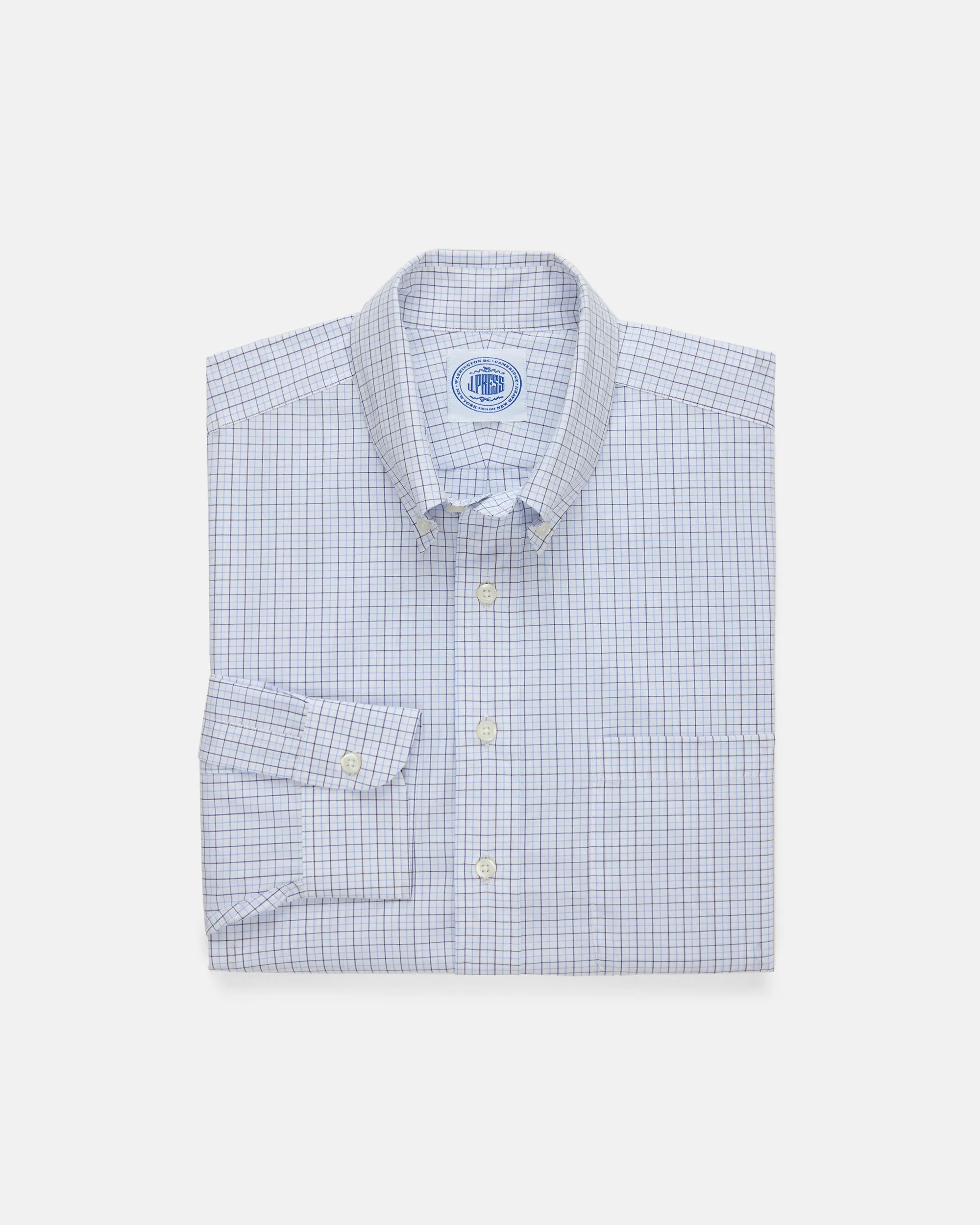 NAVY/LIGHT BLUE TATTERSALL BUTTON DOWN DRESS SHIRT