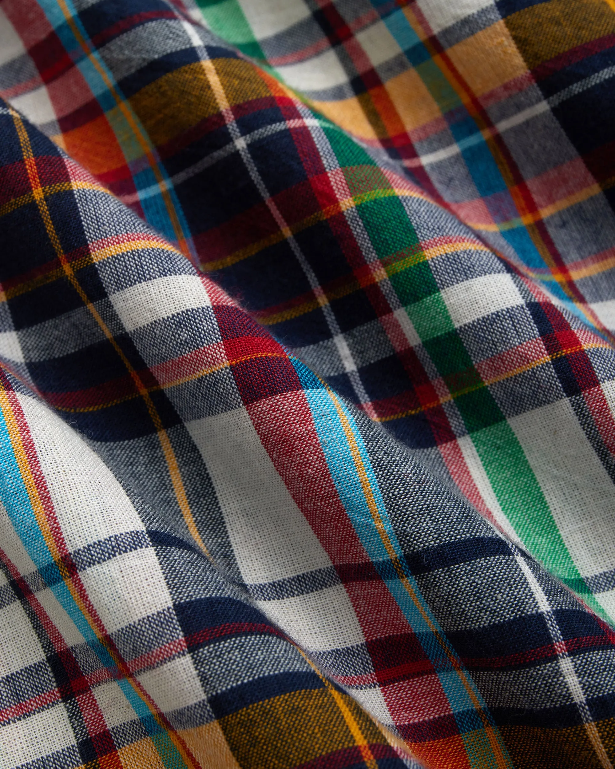 NAVY/YELLOW/GREEN MADRAS SHORT SLEEVE SHIRT