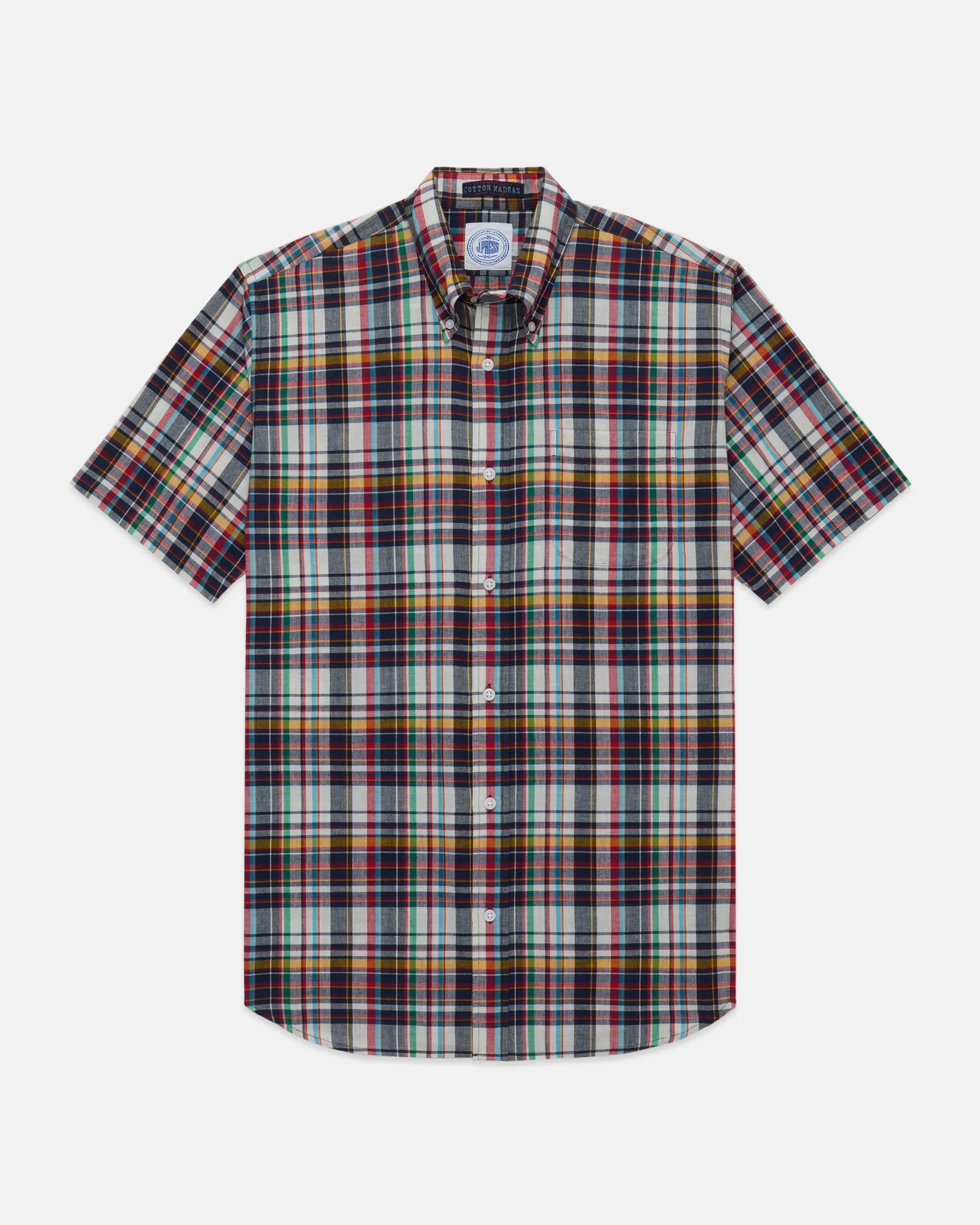 NAVY/YELLOW/GREEN MADRAS SHORT SLEEVE SHIRT