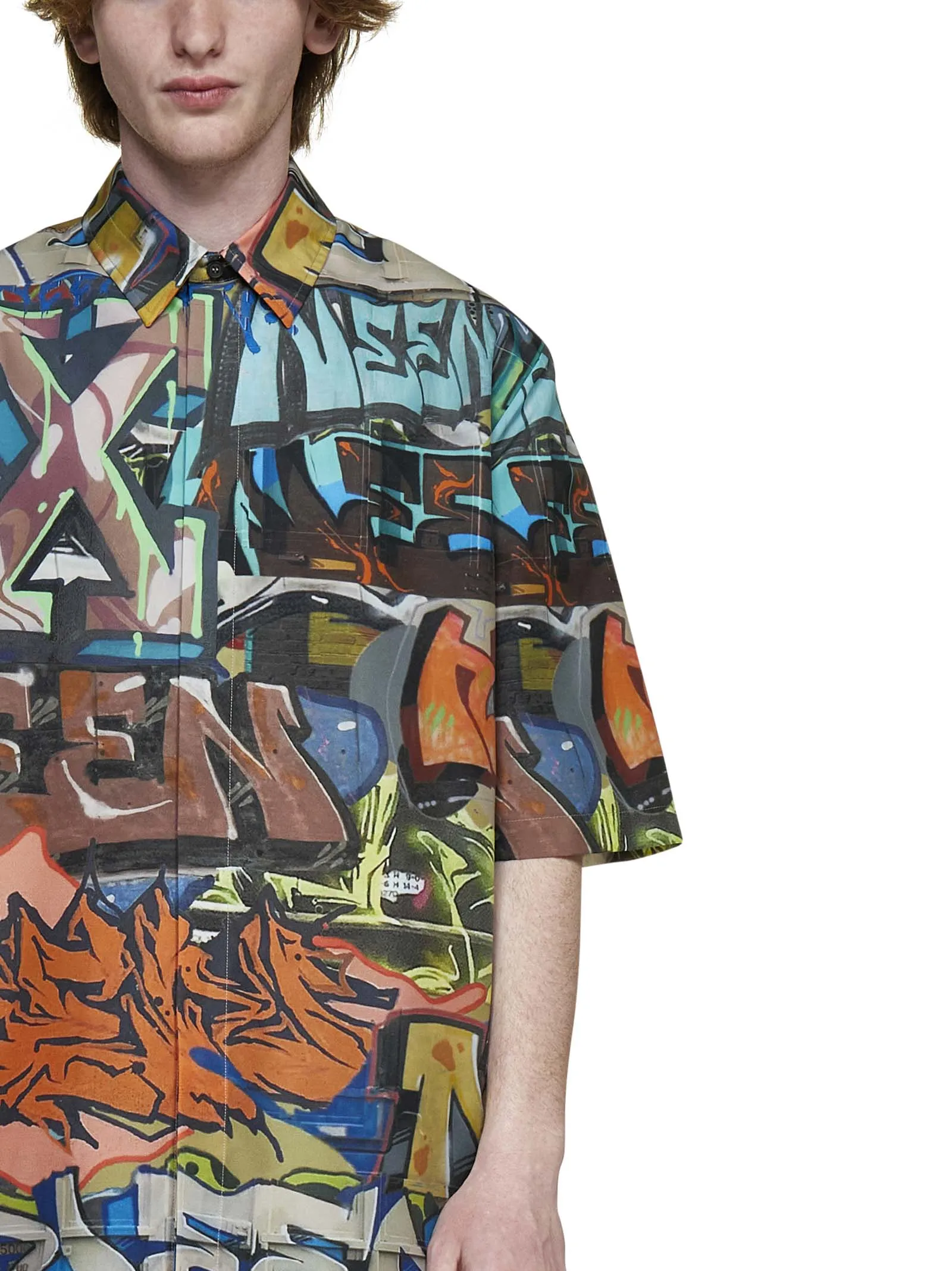 Off-White Graffiti Printed Buttoned Shirt