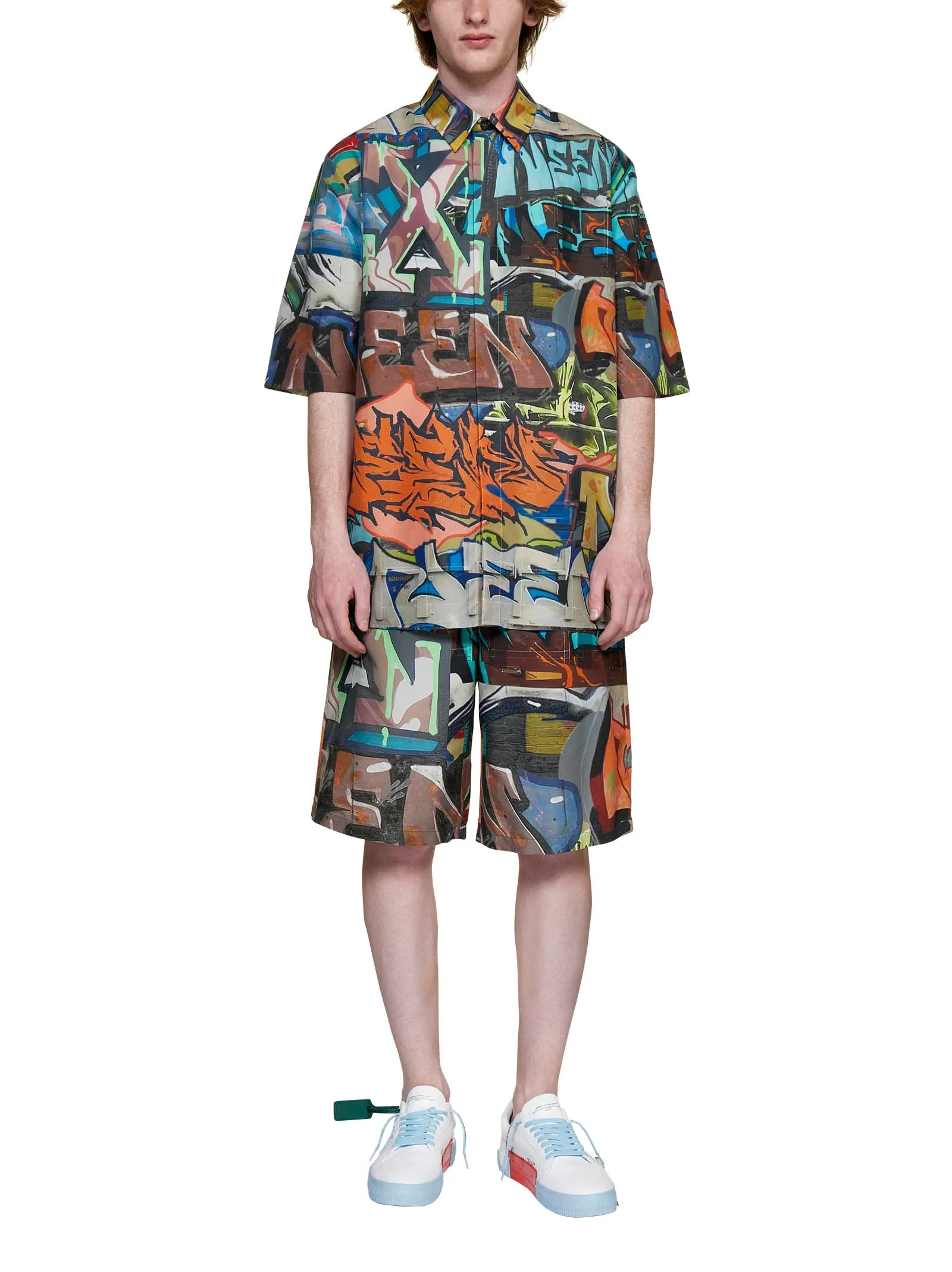 Off-White Graffiti Printed Buttoned Shirt