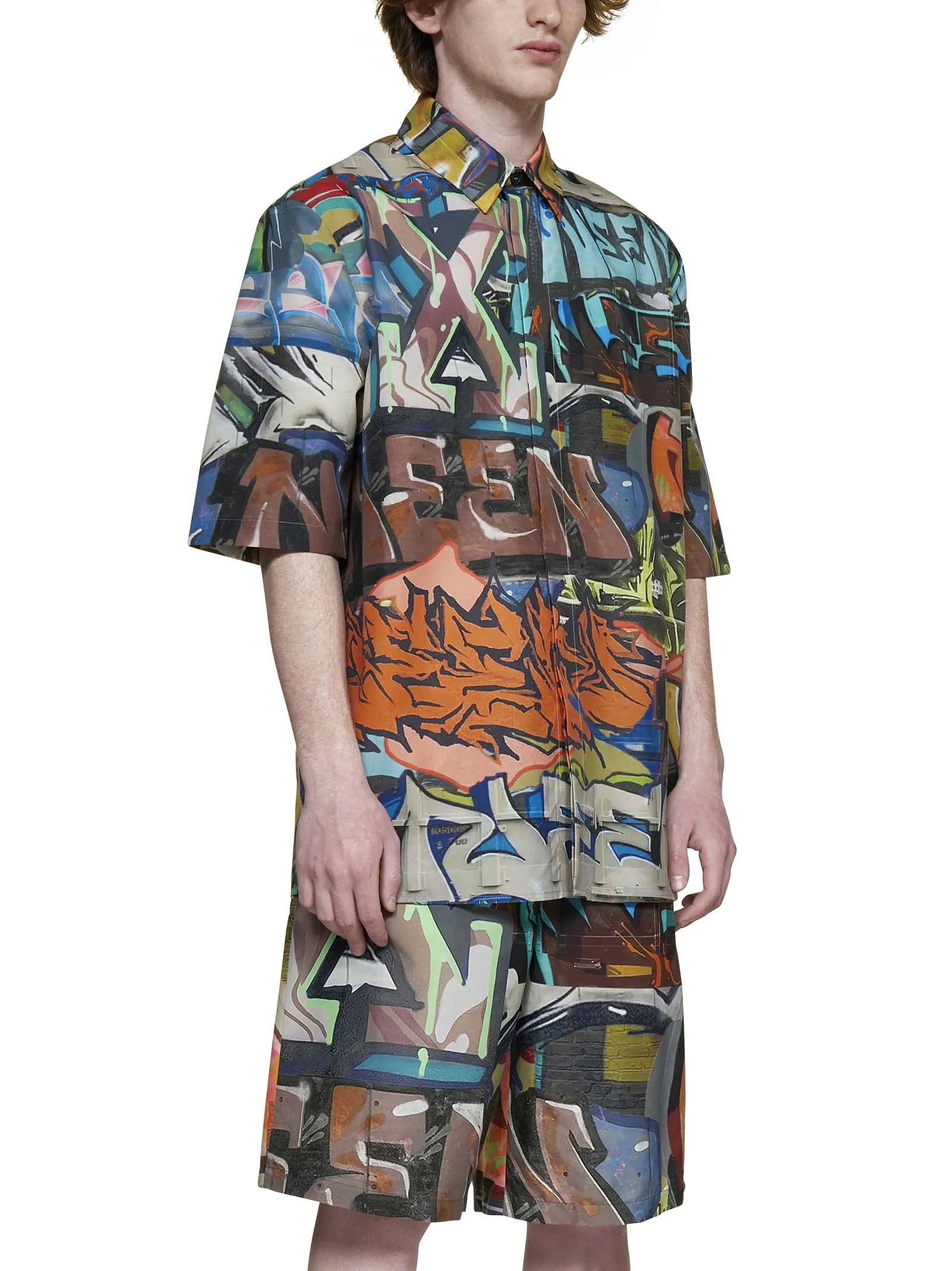 Off-White Graffiti Printed Buttoned Shirt