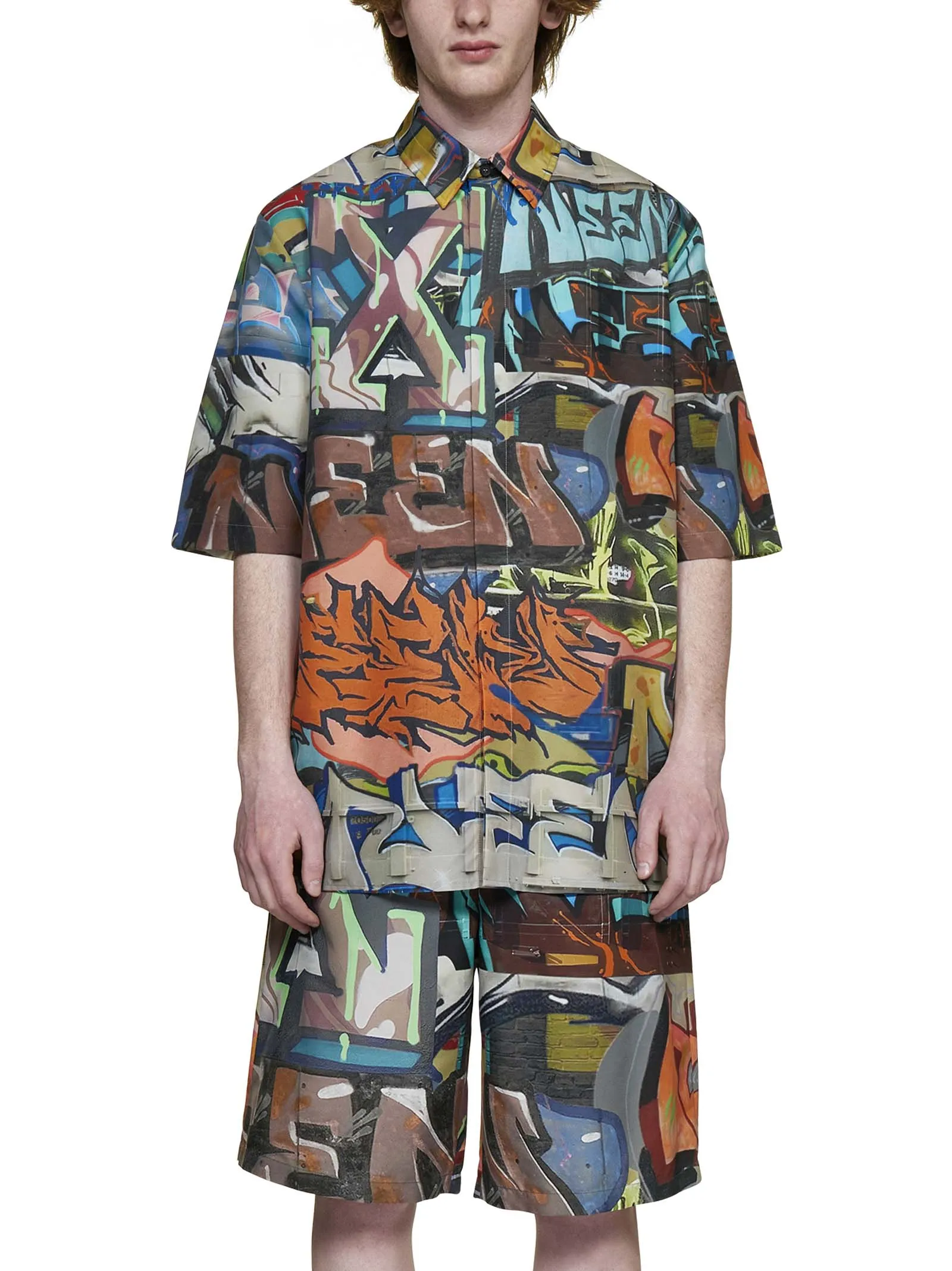 Off-White Graffiti Printed Buttoned Shirt