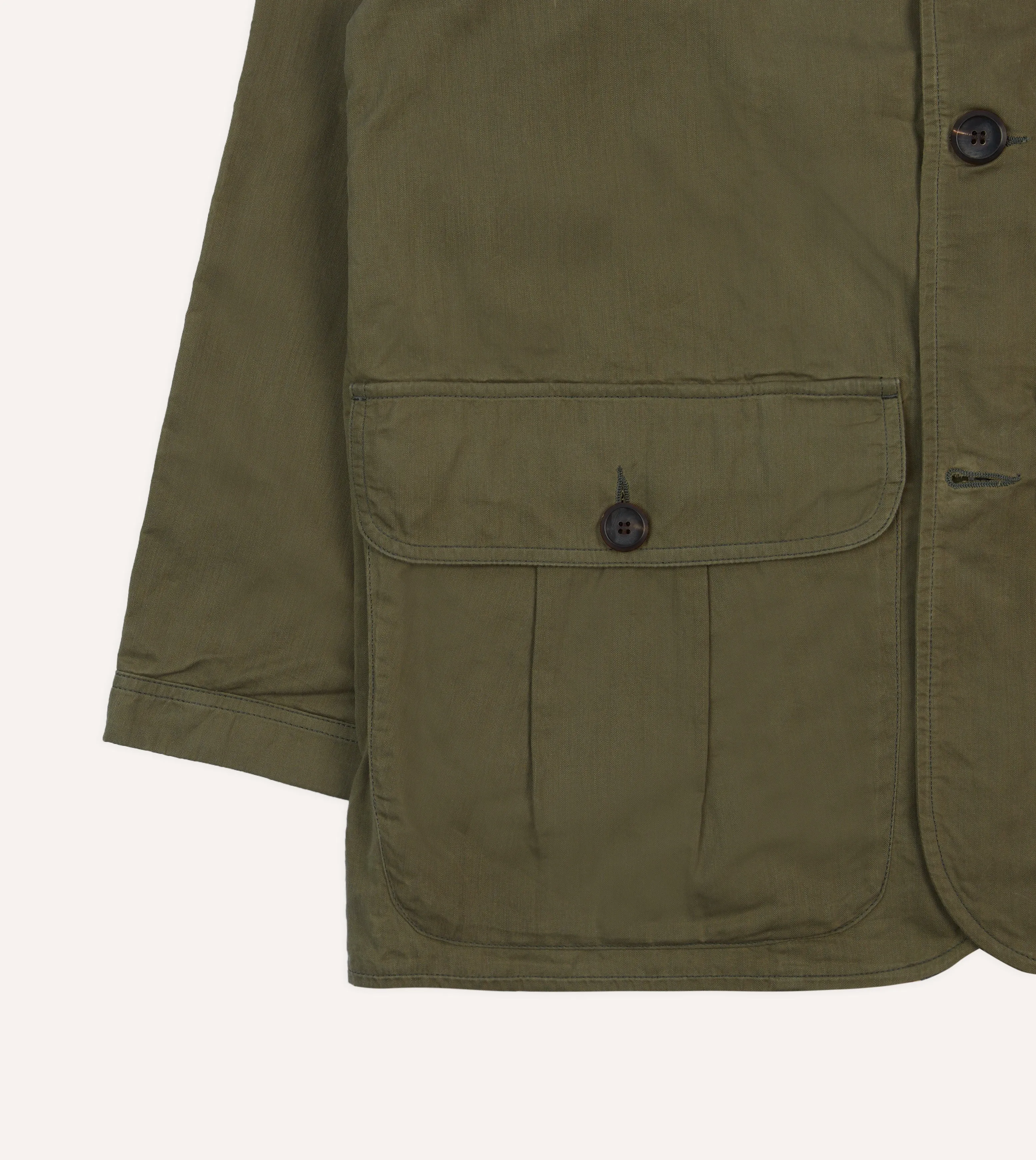 Olive Green Waxed Cotton Canvas Chasseur Jacket
