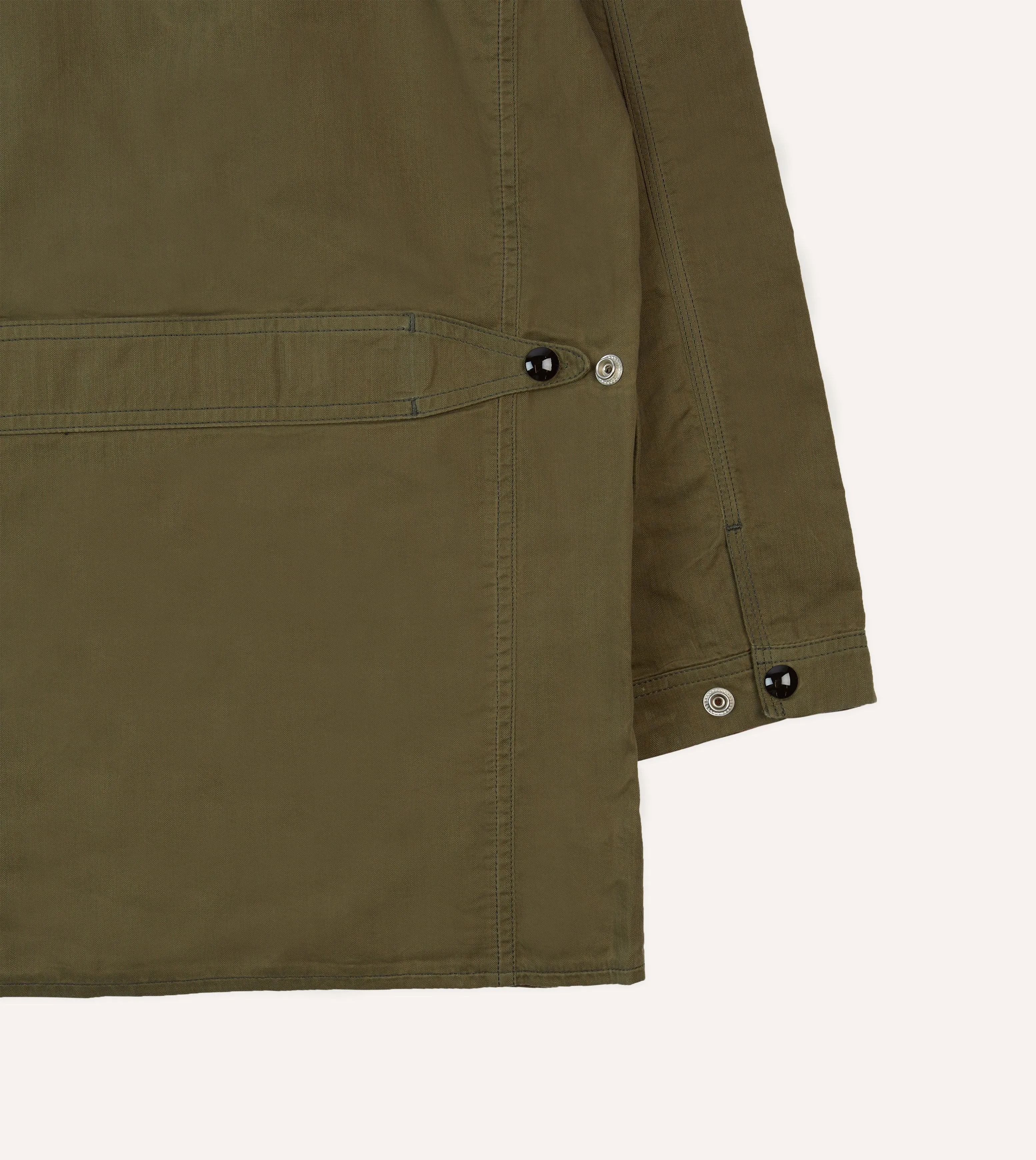 Olive Green Waxed Cotton Canvas Chasseur Jacket