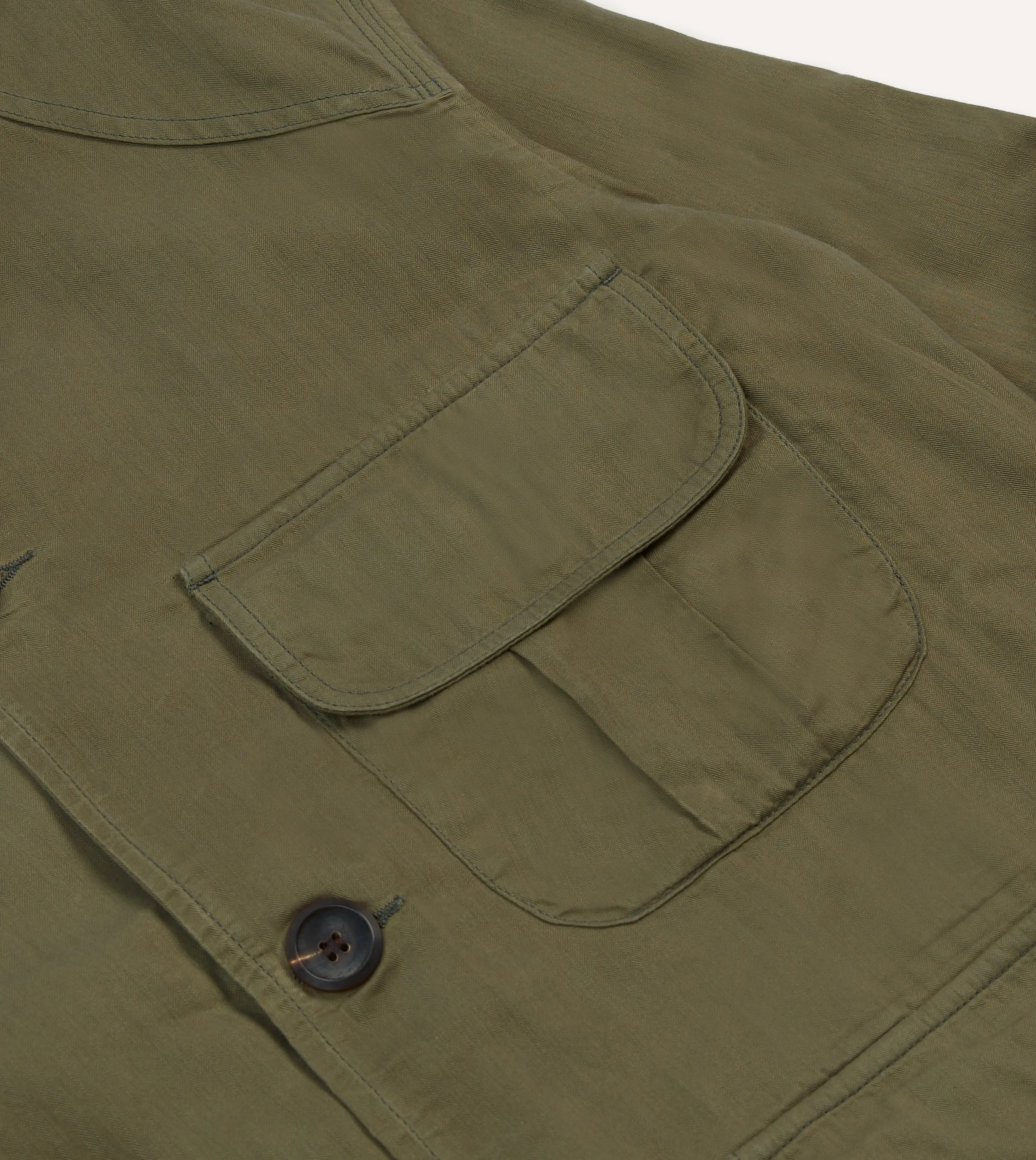 Olive Green Waxed Cotton Canvas Chasseur Jacket