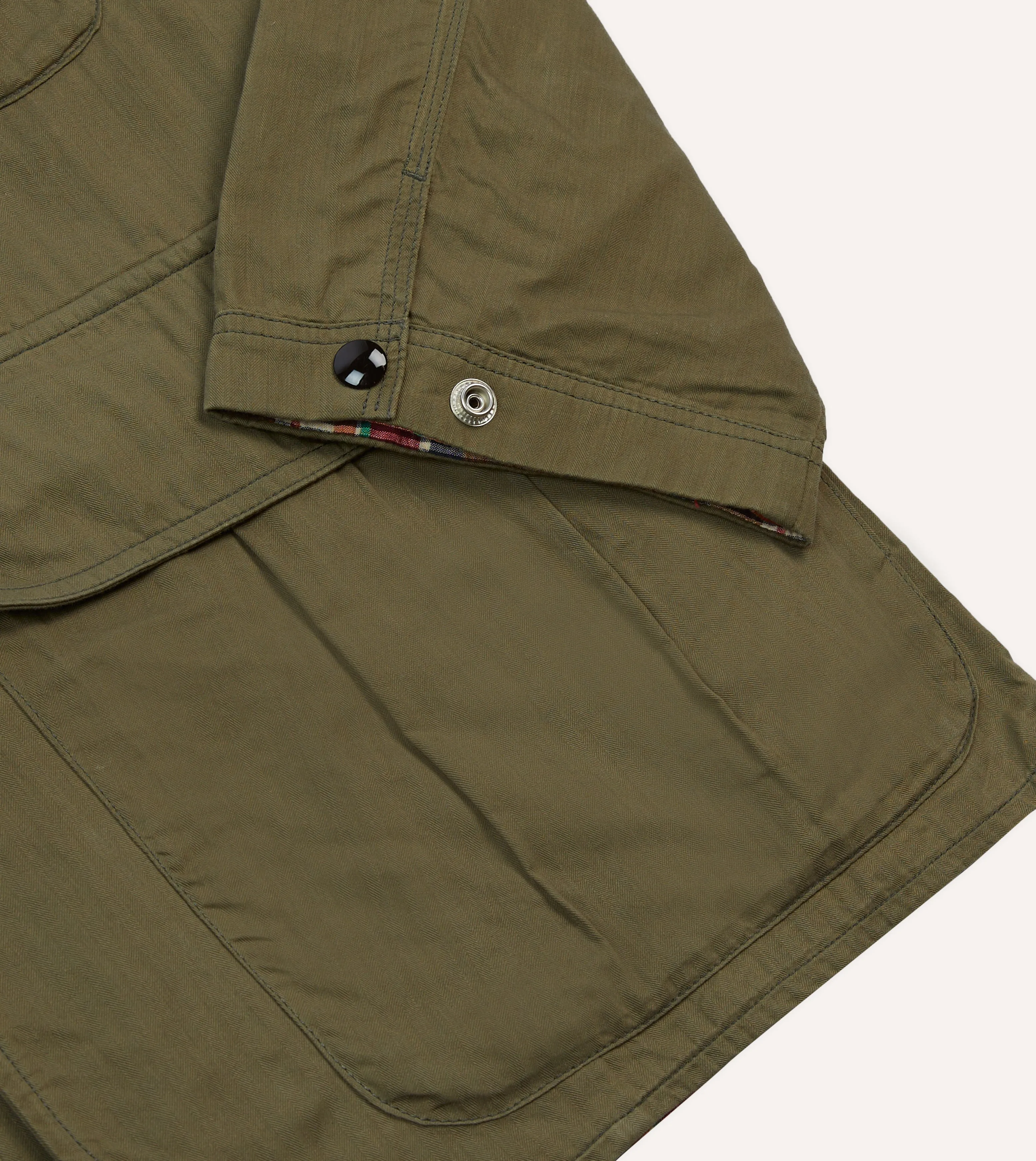 Olive Green Waxed Cotton Canvas Chasseur Jacket