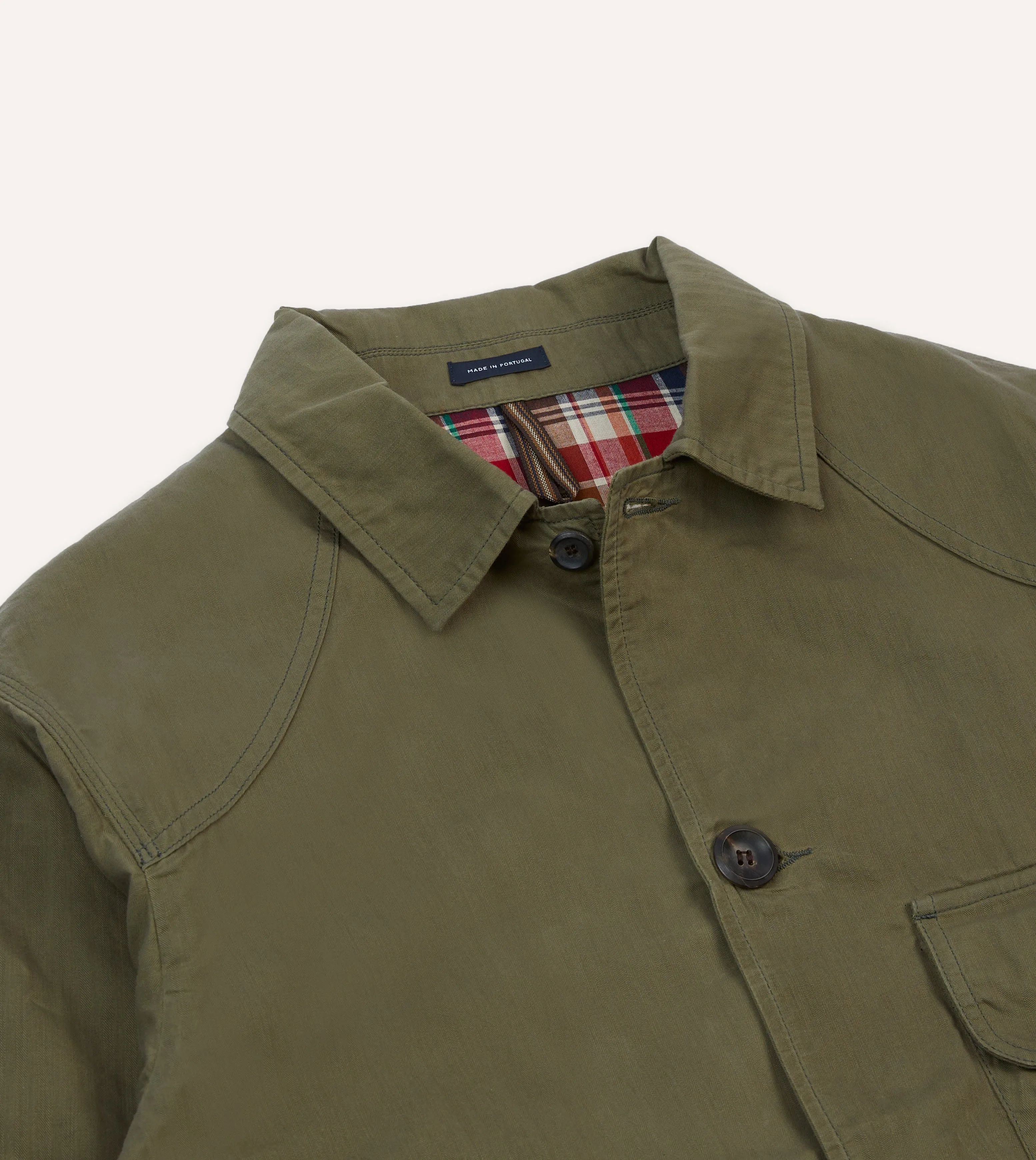 Olive Green Waxed Cotton Canvas Chasseur Jacket