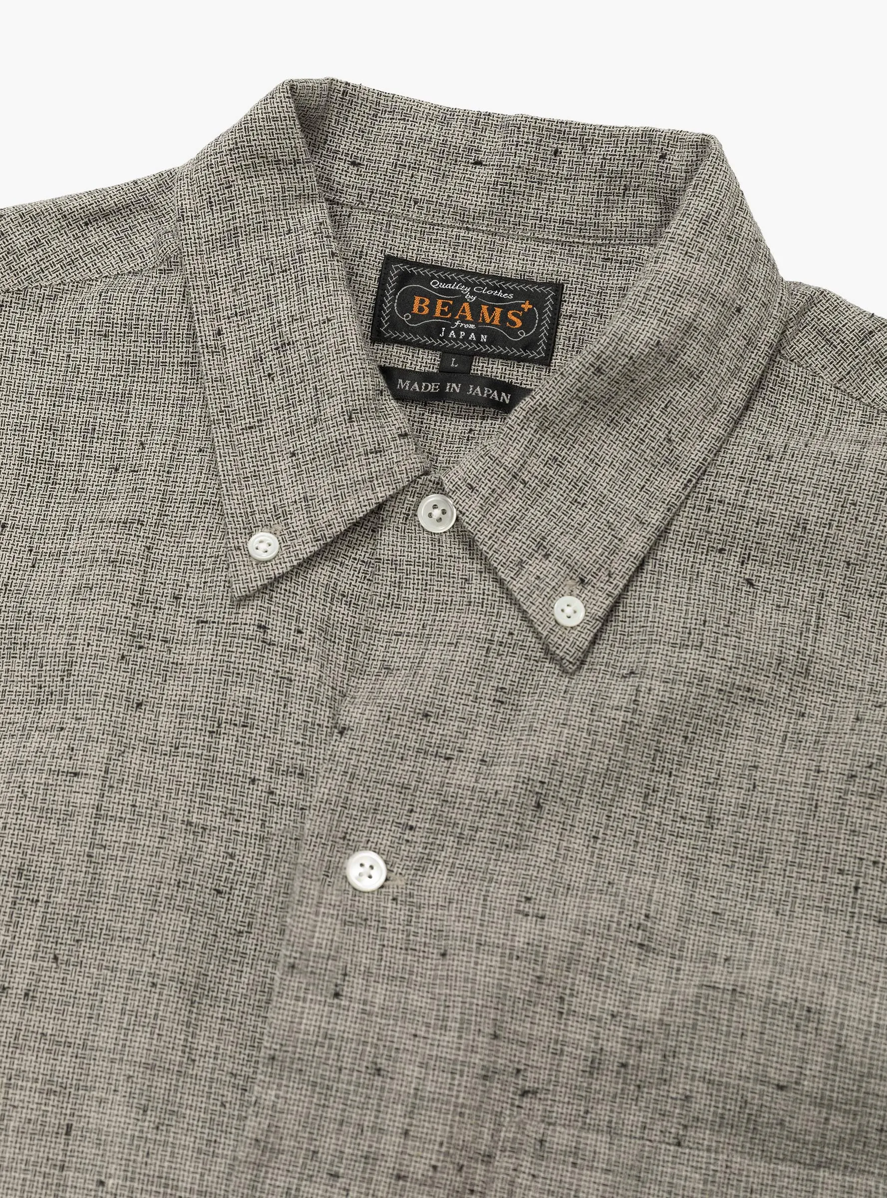Open B.D. Nep Check Cotton Linen Shirt Beige