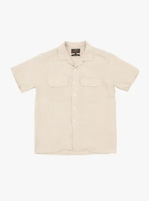 Open Collar 1/40 Linen Shirt Beige