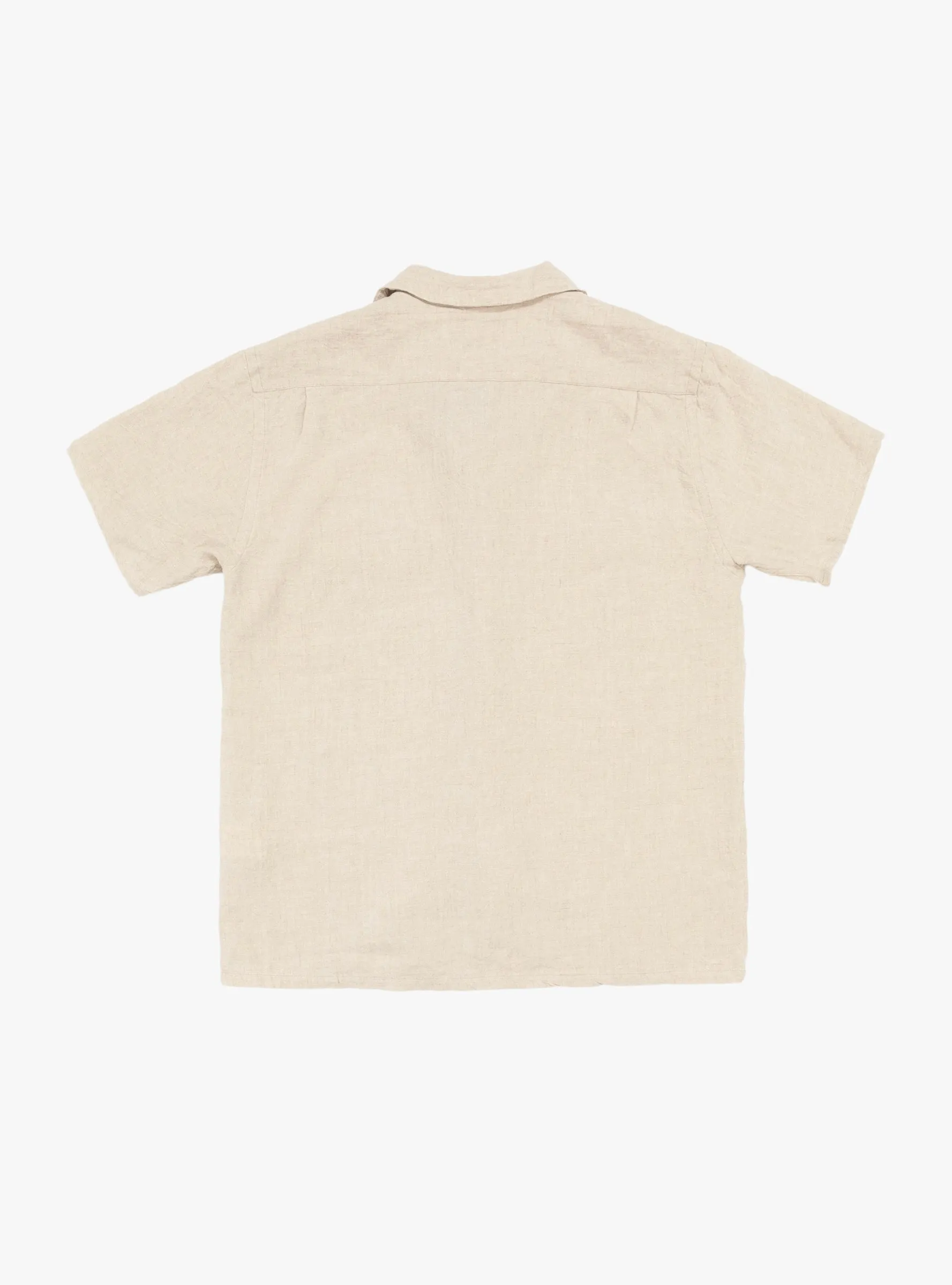 Open Collar 1/40 Linen Shirt Beige