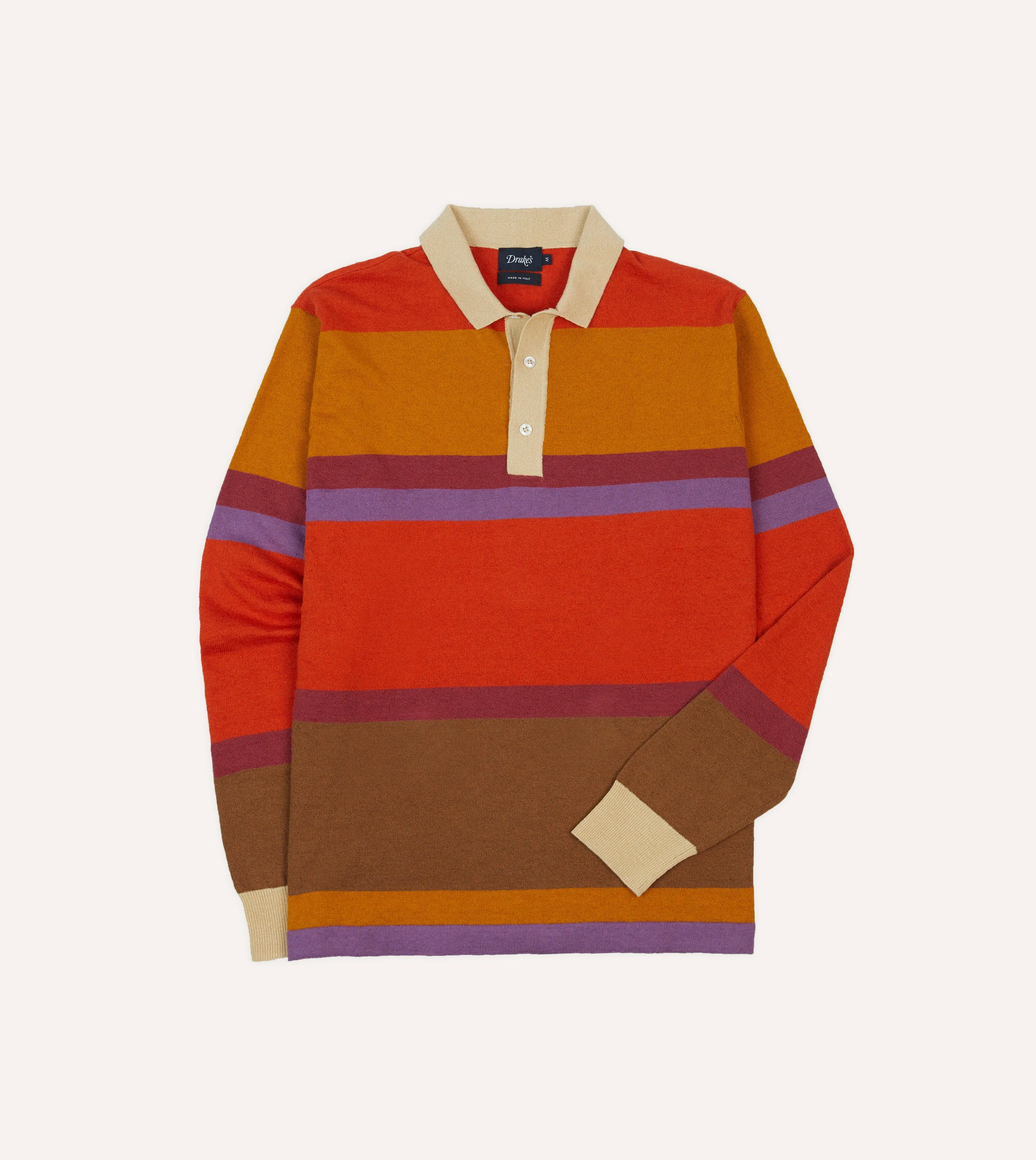Orange, Brown and Purple Linen Cotton Knitted Rugby Shirt