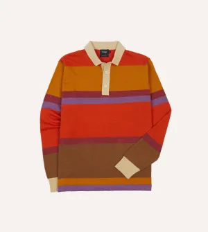Orange, Brown and Purple Linen Cotton Knitted Rugby Shirt