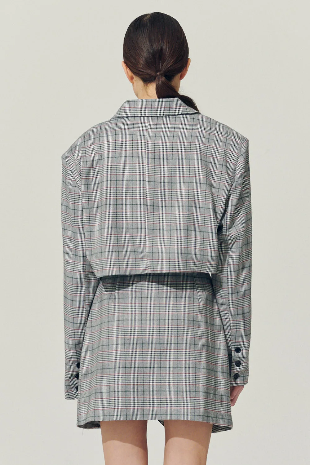 Re:born Eva Two Button Blazer in Plaid