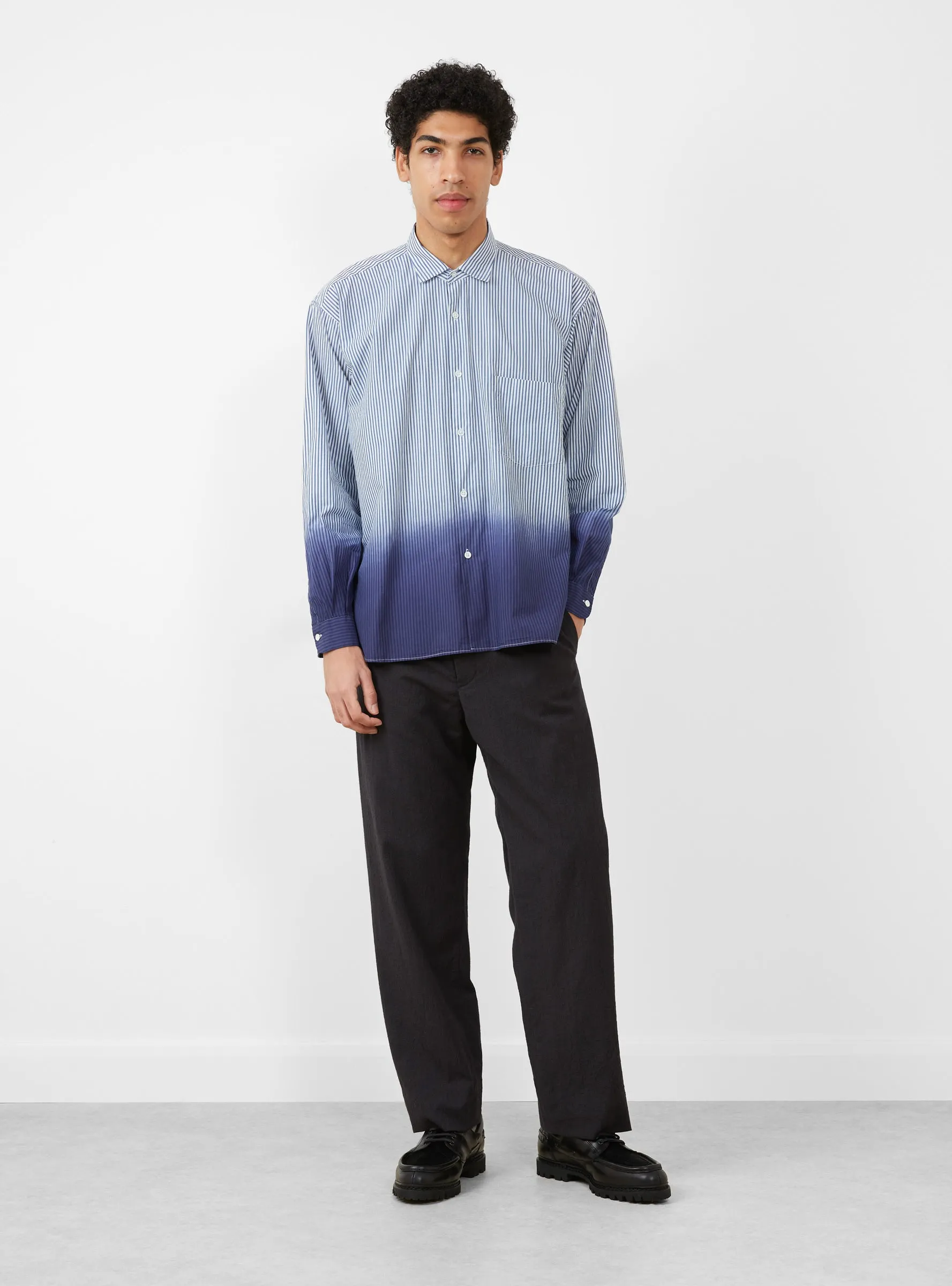 Regular Collar Gradient Wind Shirt Navy