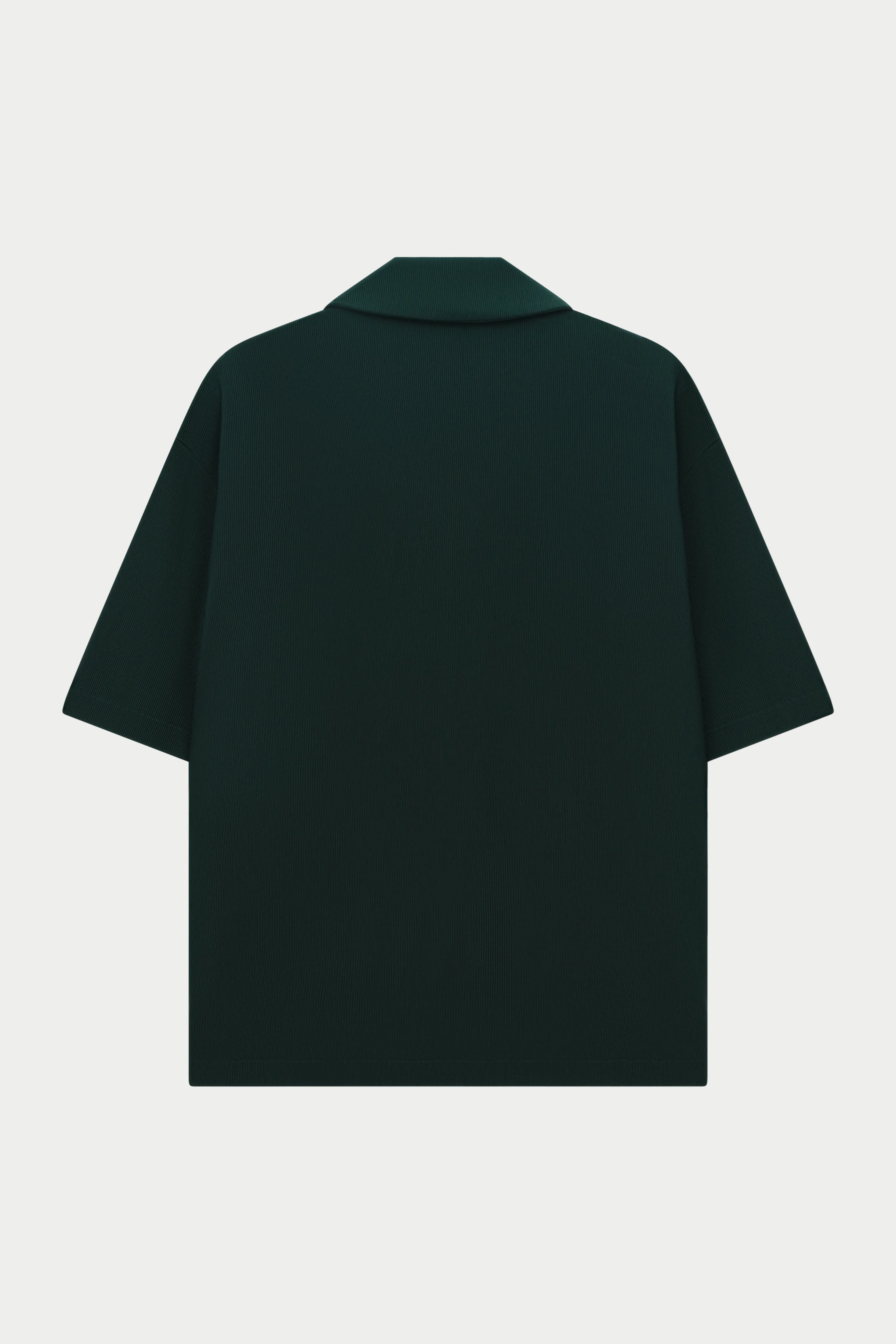 RIB BUTTON THROUGH SHIRT - GREEN