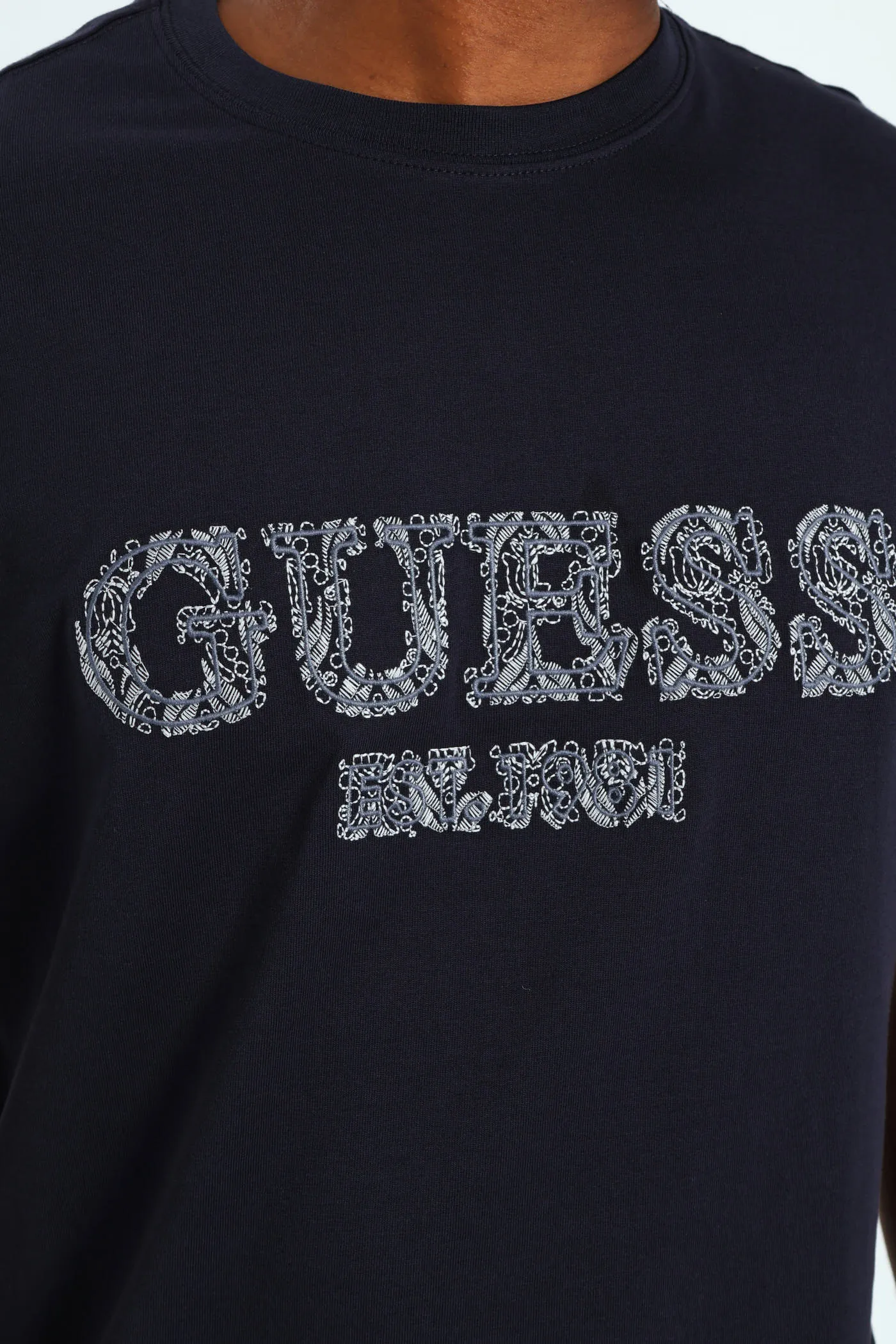 Short Sleeve Embroidered Tee - Navy