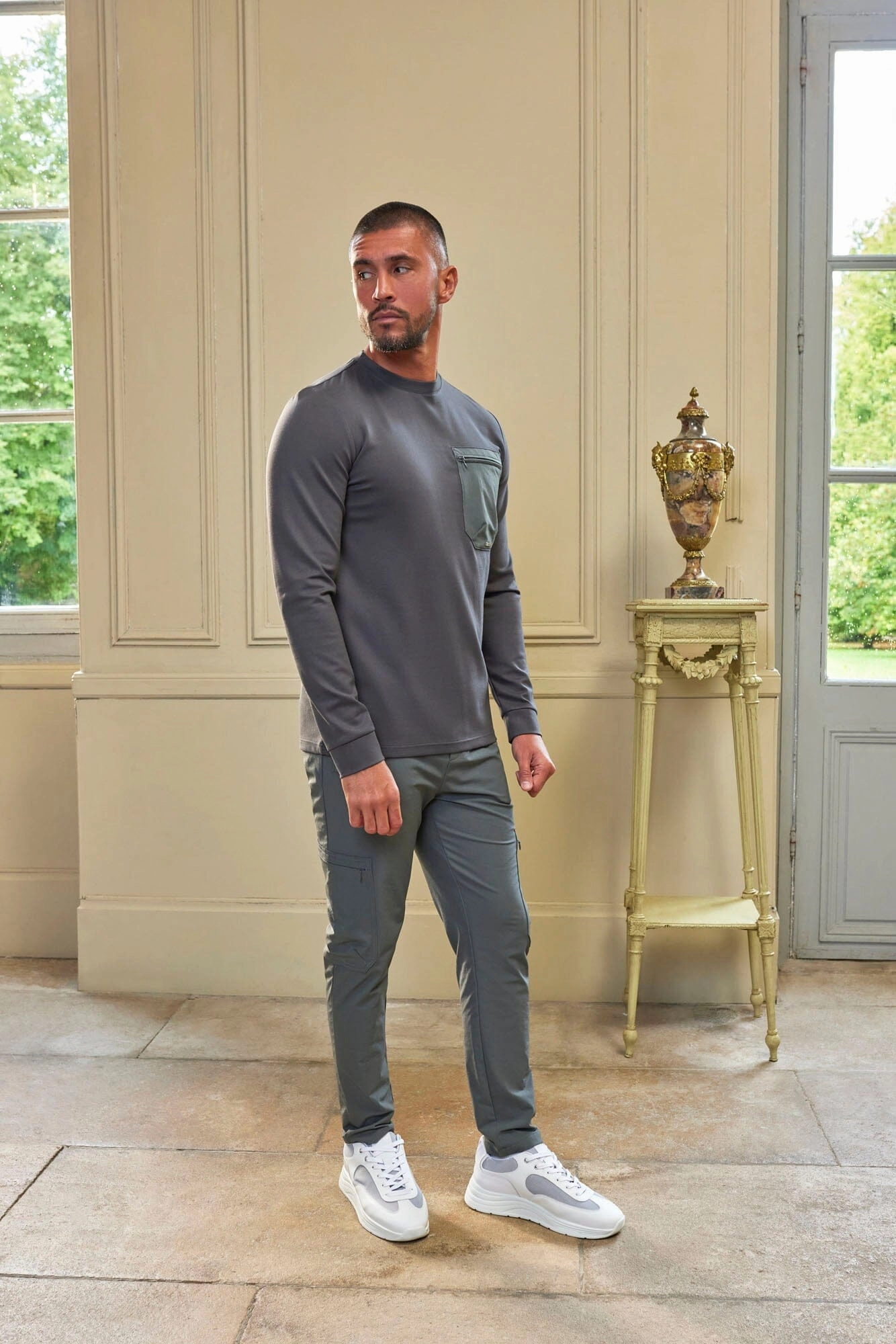 Slate/Slate L/S Tech Pocket T-Shirt