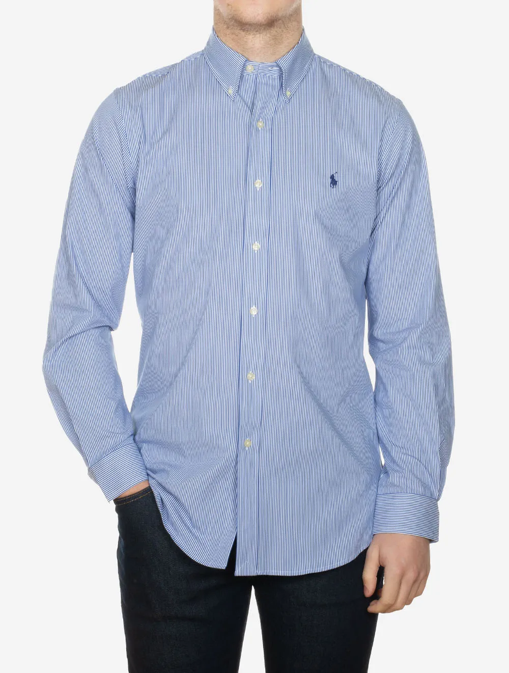 Stripe Button Down Shirt Blue
