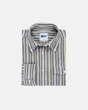 STRIPE LONG SLEEVE SHIRT - TAN/NAVY