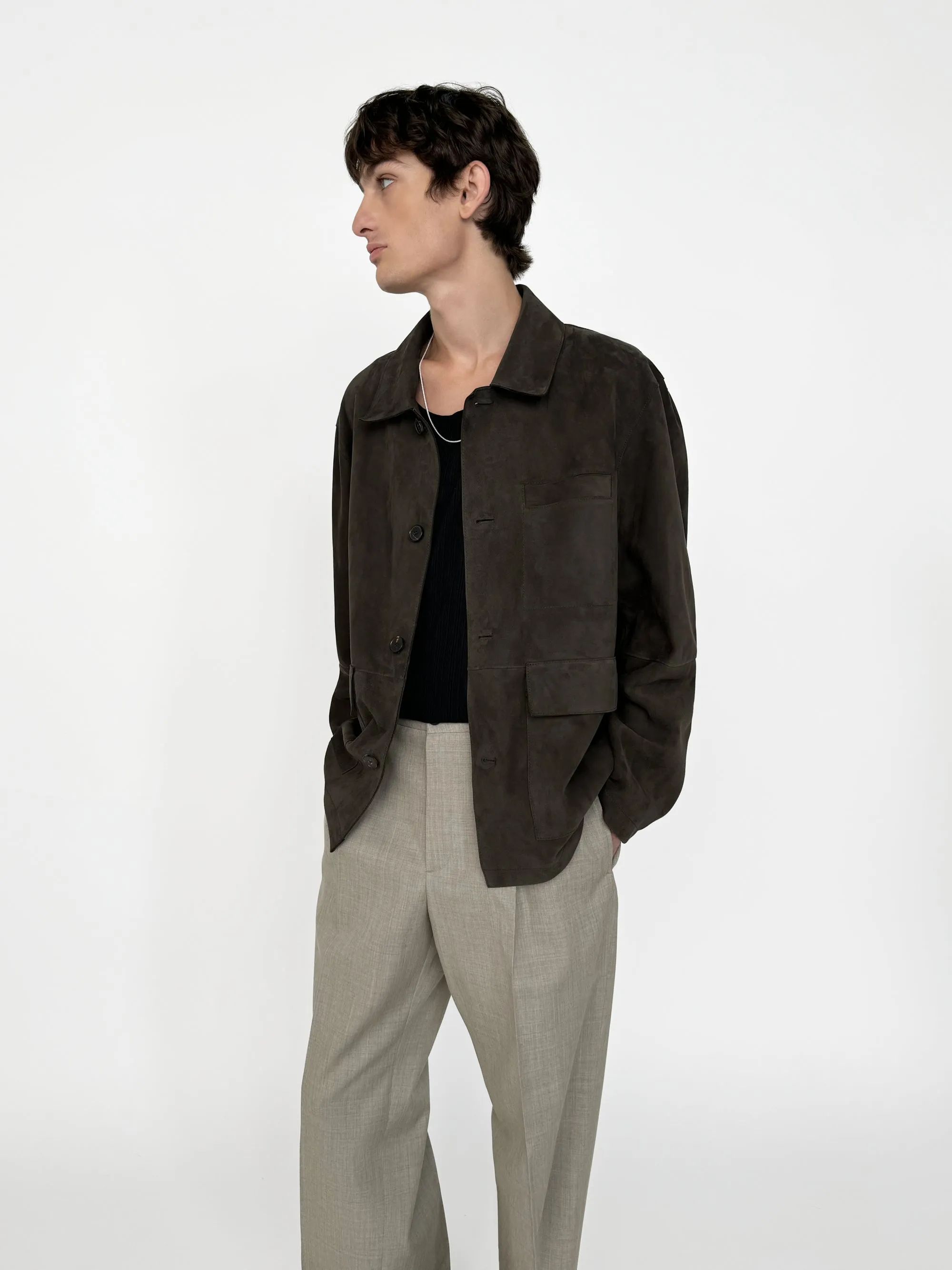 Suede Chore Coat -- Dark Brown