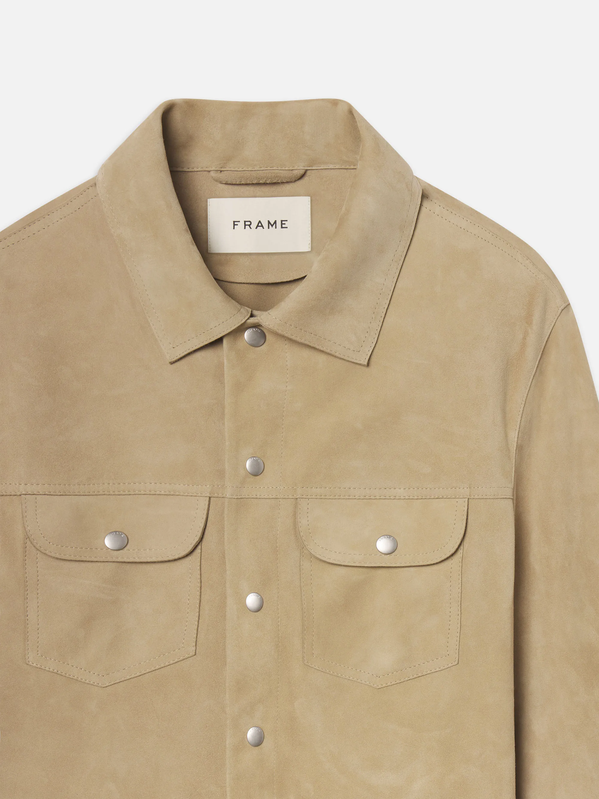 Suede Trucker Jacket -- Oxford Beige