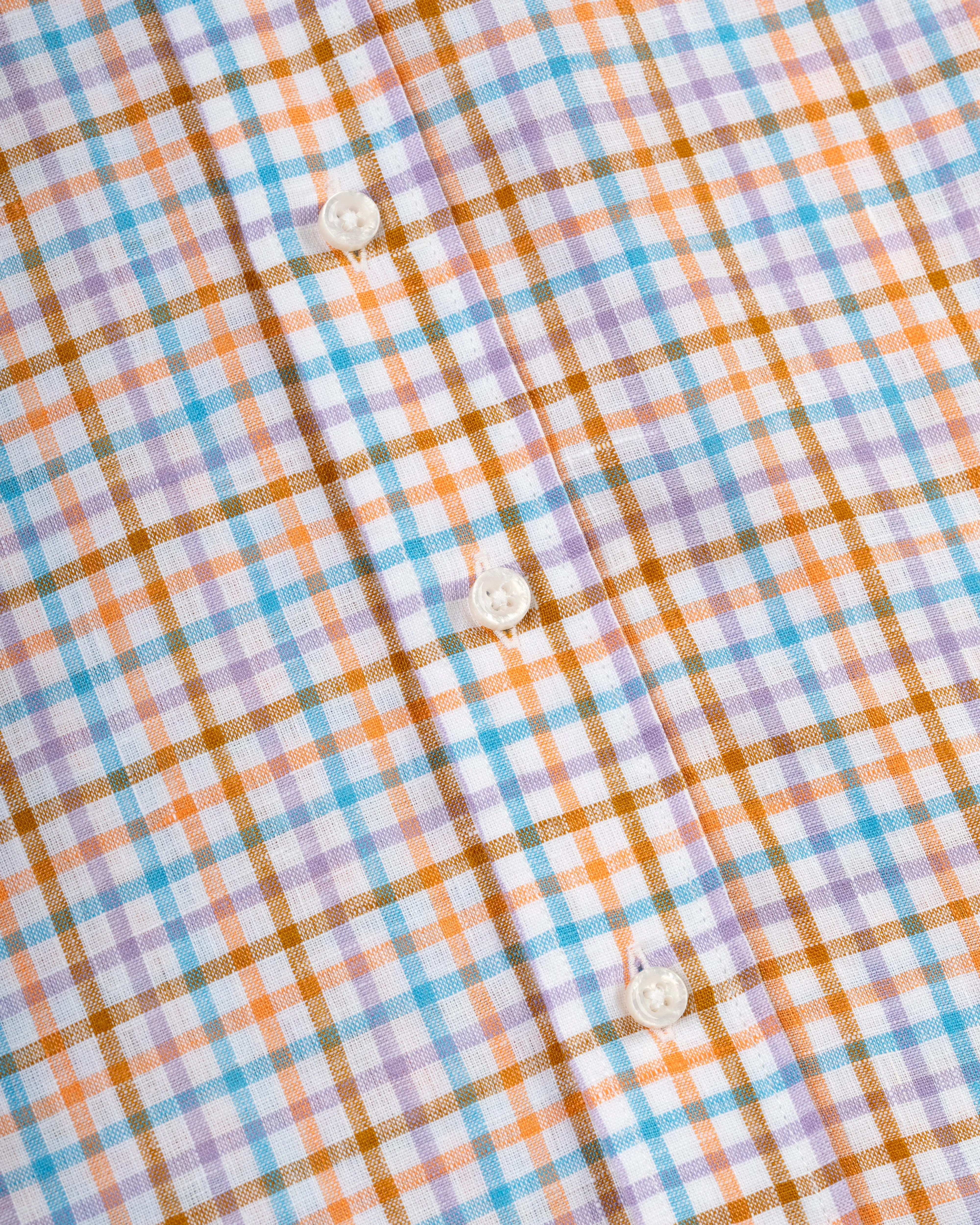 TEAL/ORANGE TATTERSALL LINEN SHIRT