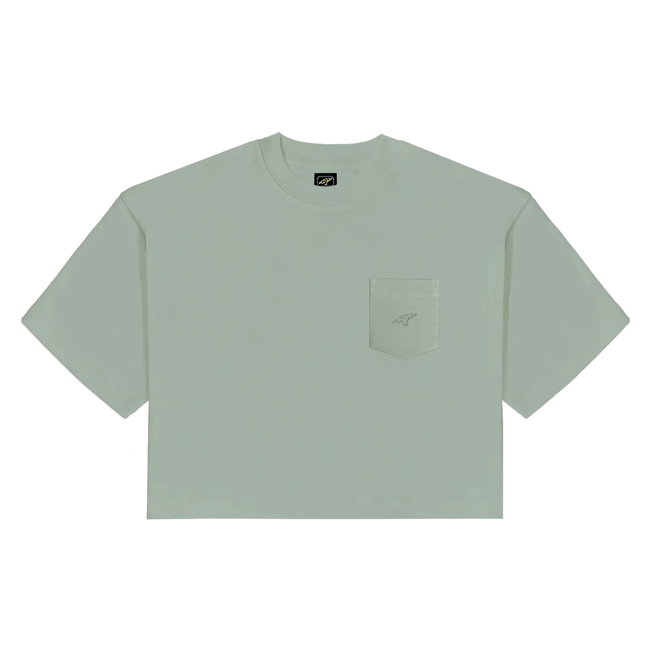 Titan Essentials Fist Logo Women's Cropped Pocket Tee - Dusty Green
