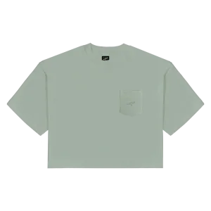 Titan Essentials Fist Logo Women's Cropped Pocket Tee - Dusty Green