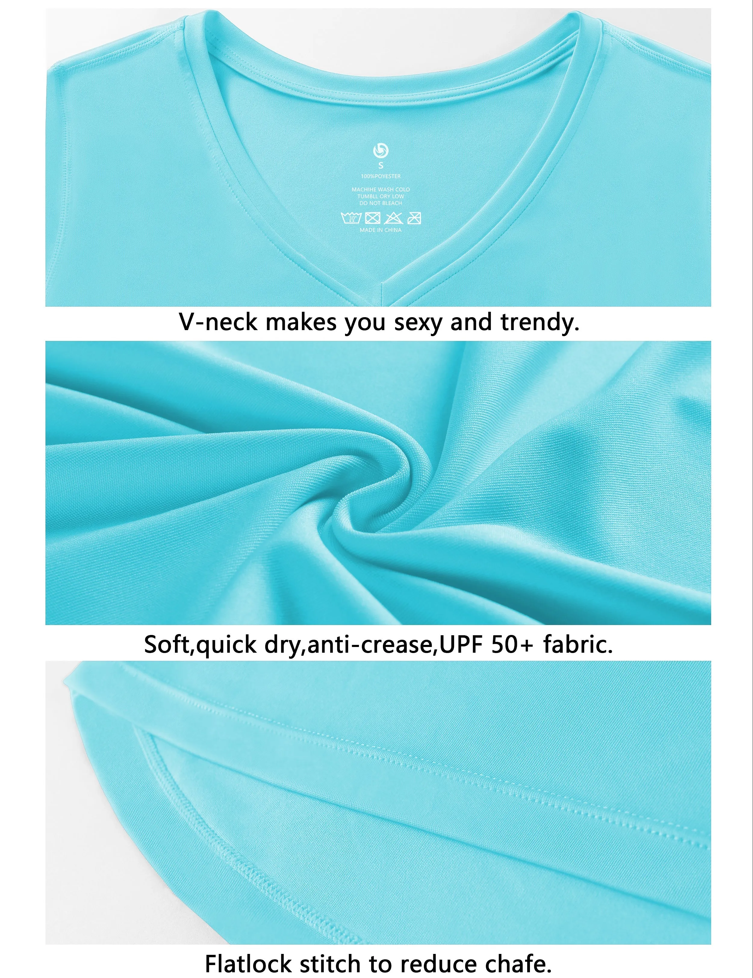 V Neck Long Sleeve Athletic Shirts blue_Jogging
