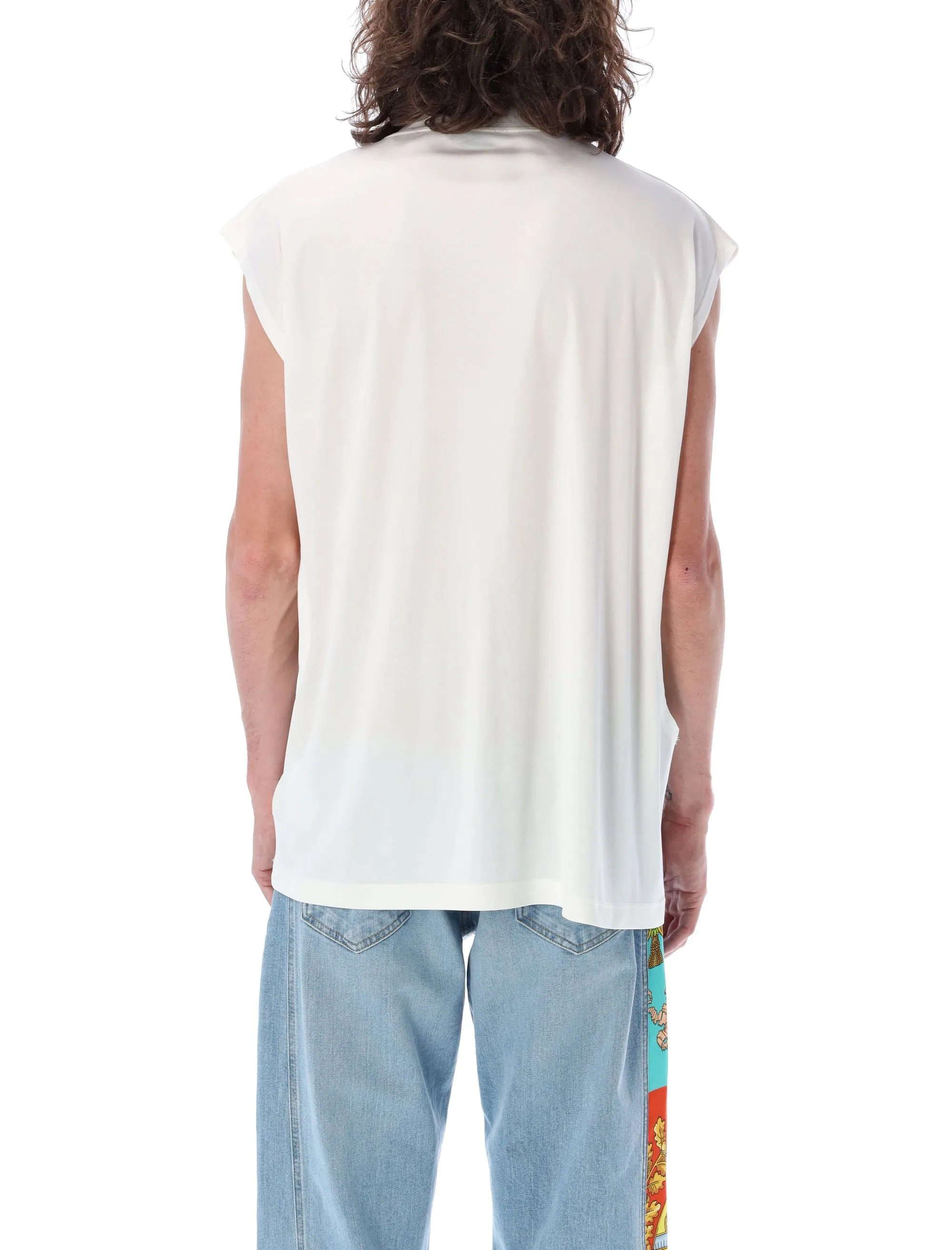Versace Logo Printed Sleeveless Crewneck T-Shirt