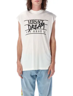 Versace Logo Printed Sleeveless Crewneck T-Shirt